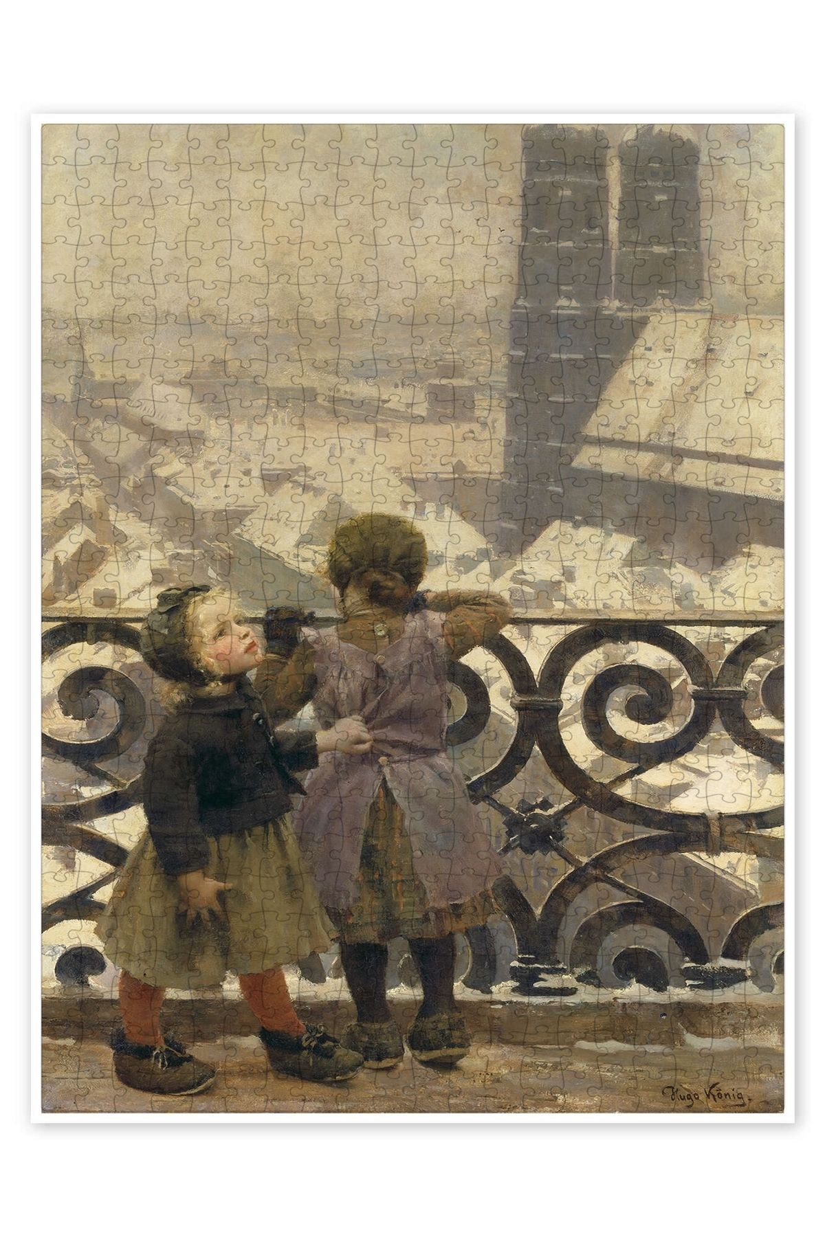 Jeronkarji St. Peter Kulesi Bekçisi, Münih, Hugo König 500 Parça Puzzle Yapboz Şehir Manzara Temalı Hobilik