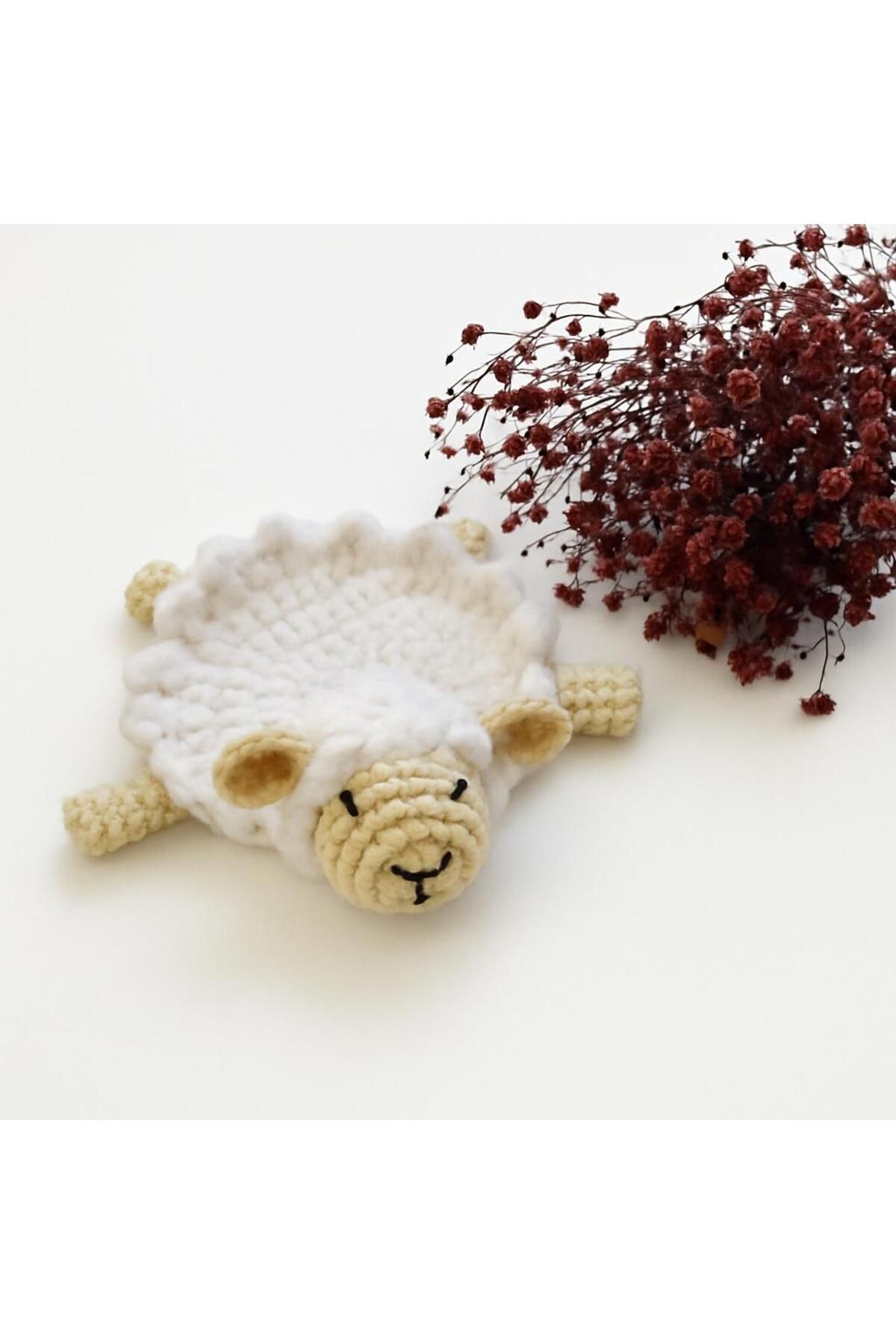 MÜHÜRŞAH Amigurumi Kuzu Örgü Barkak, Kupa ve Obje Altlığı