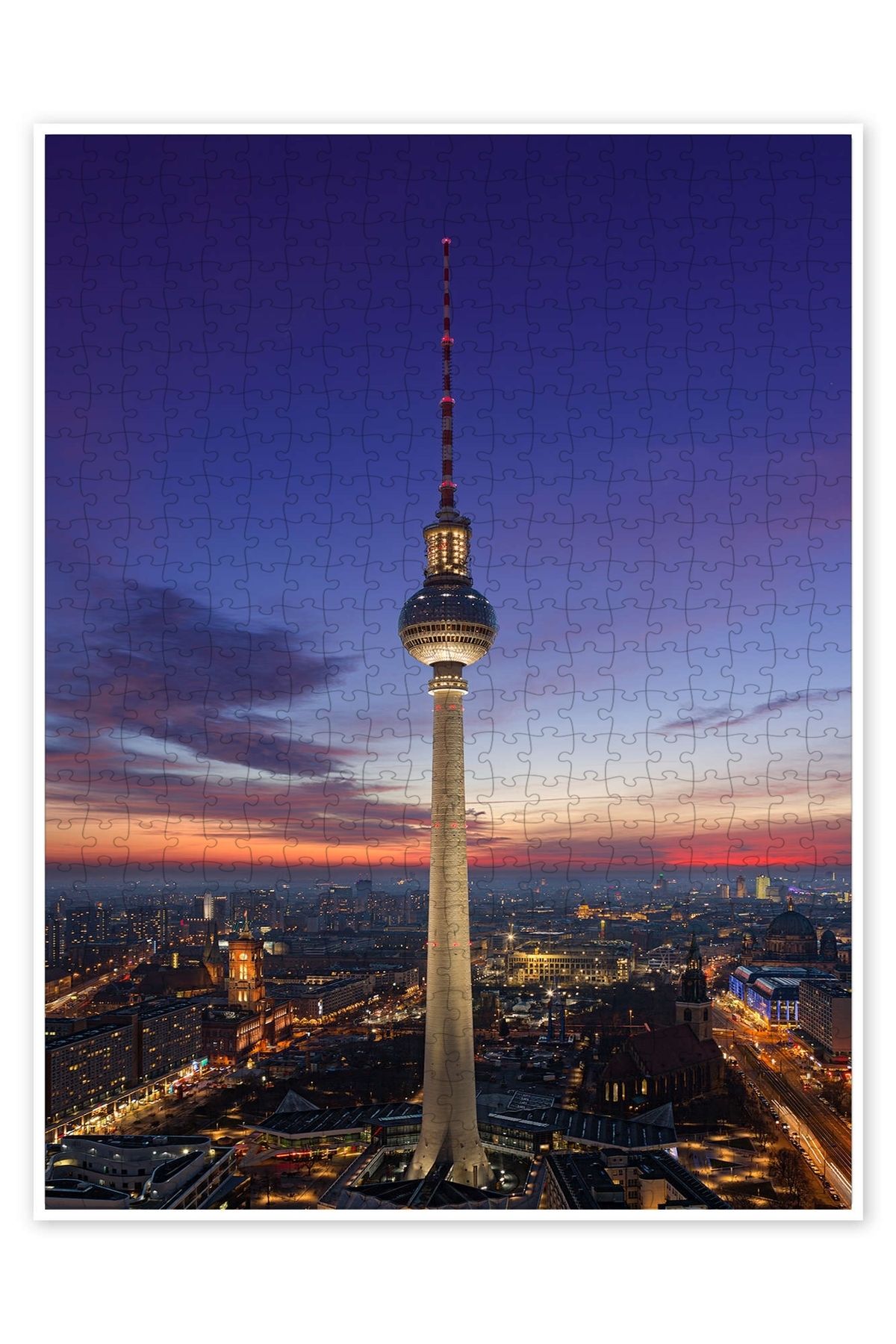 Jeronkarji Berlin TV kulesi gece 500 Parça Puzzle Yapboz Şehir Manzara Temalı Hobilik