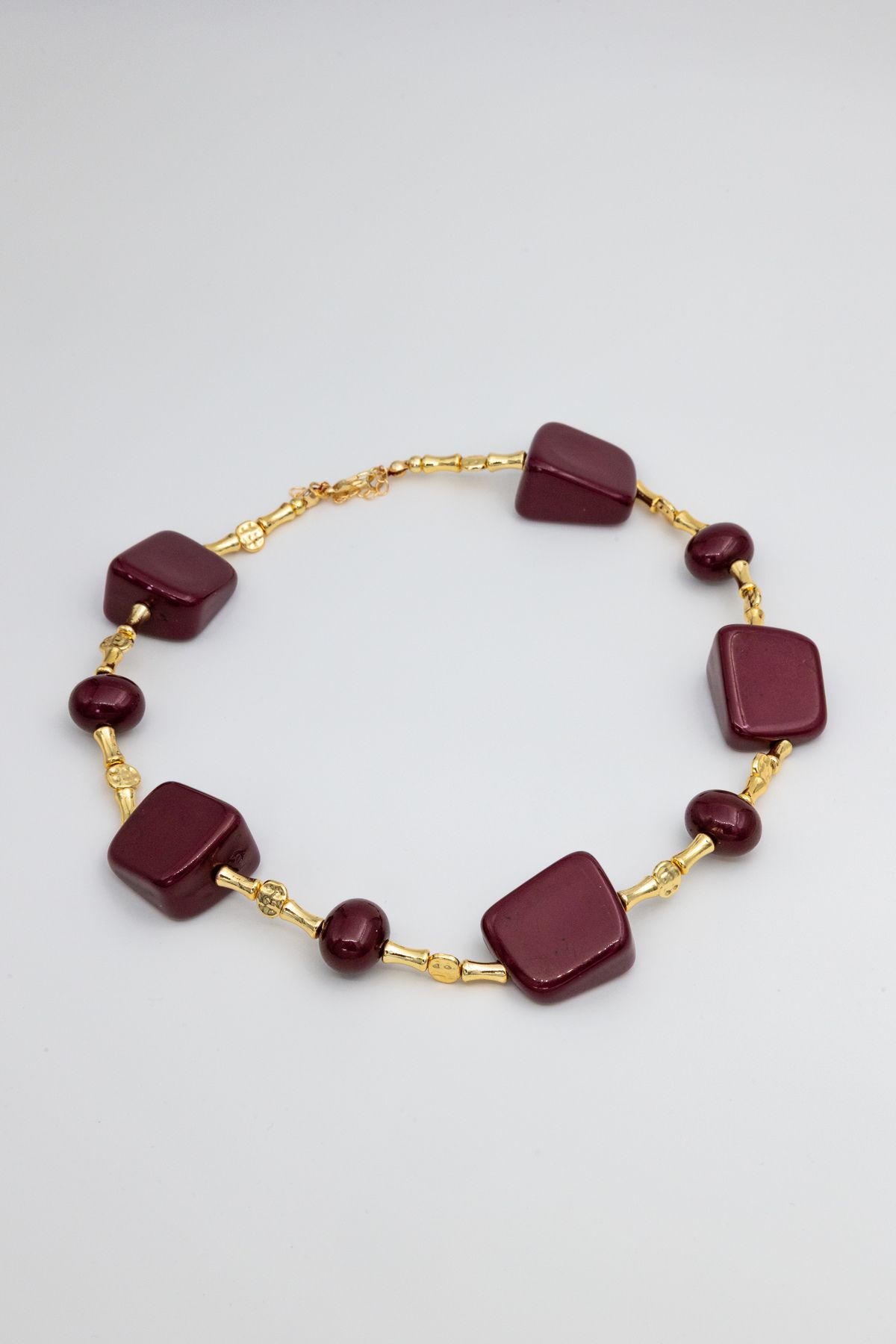 Limosse Jewelry Burgundy Vintage Gold Kolye