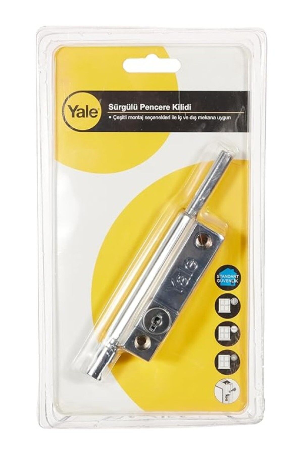 ShopZum Yale P124C Sürgülü Pencere Kilidi, Krom