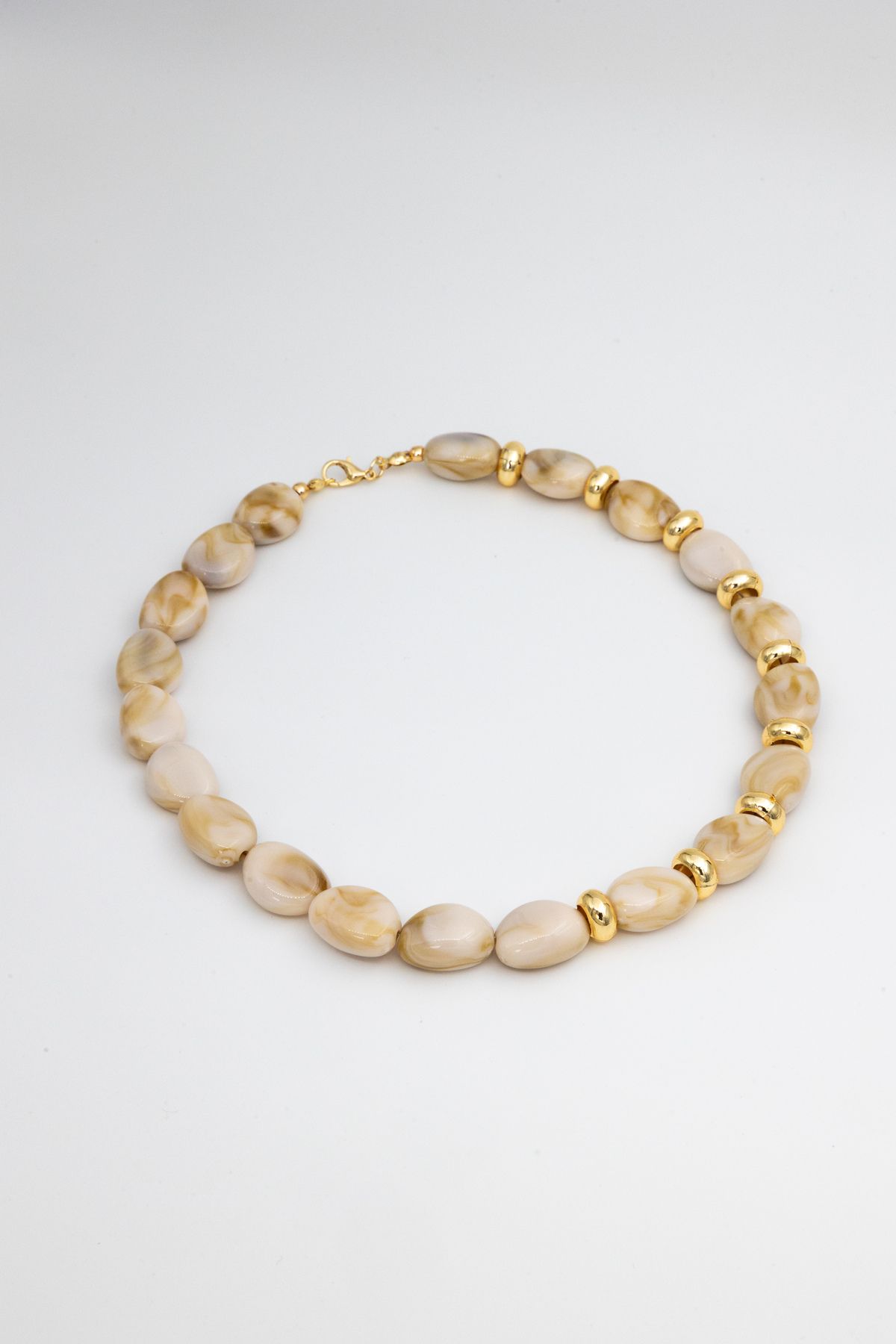 Limosse Jewelry Melange Bej Gold Detaylı Taş Kolye