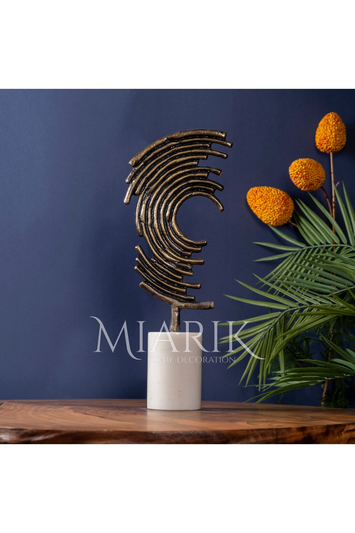 MIARIK DESIGN & DEKORASYON Dekoratif Mermer Kaideli Tek Yarım Ikon Obje Aksesuar