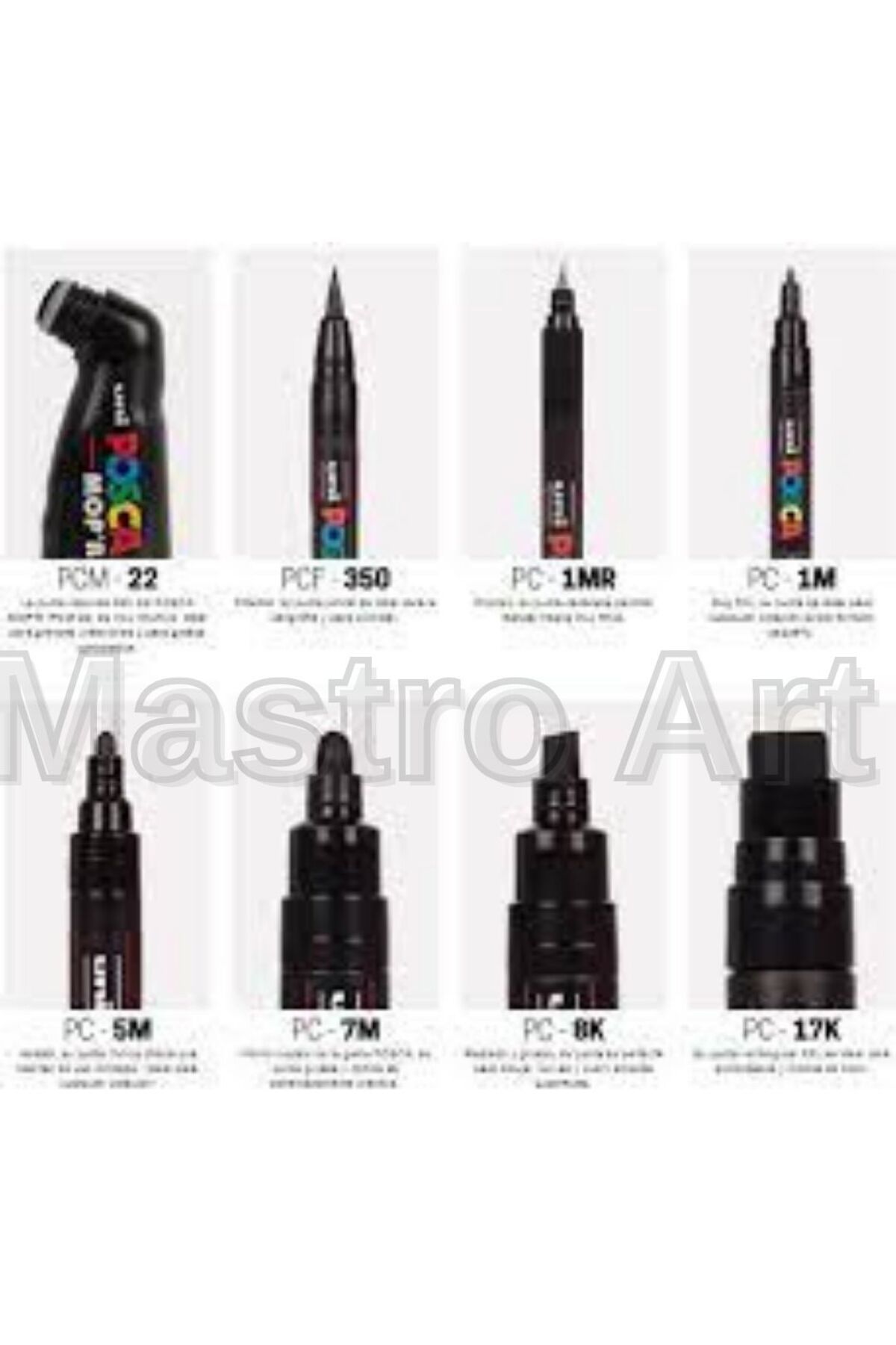 Mastro Art Posca Marker Akrilik Kalem Tüm Siyah Boyları 8'li Set