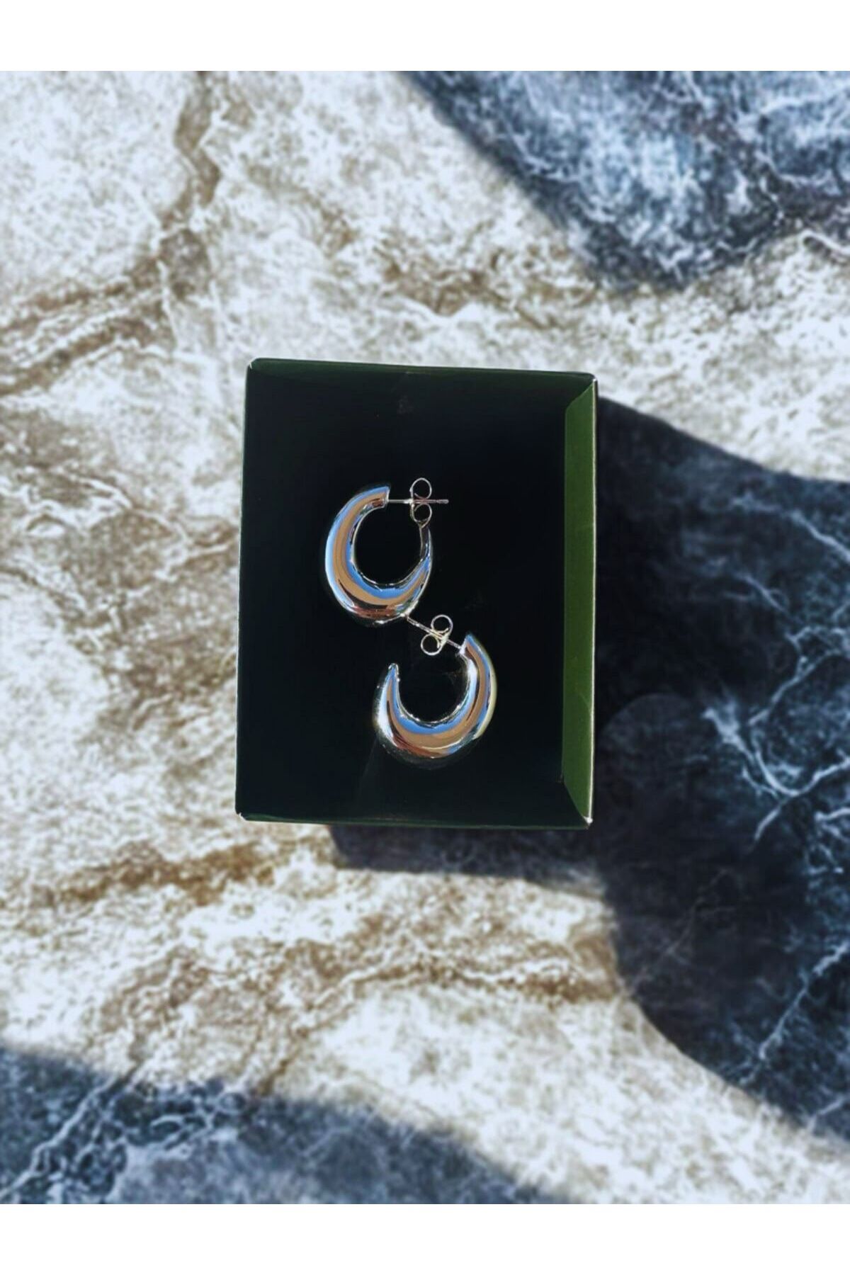 shop Silver Oval Çelik Küpe