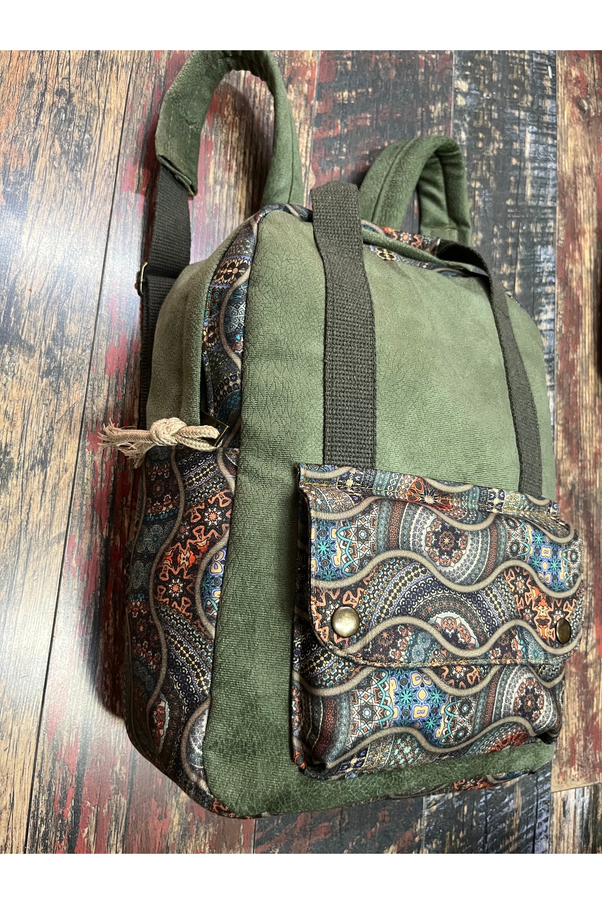 street&bagdnz Etnik Otantik Su Geçirmez Laptop Bölmeli Taşıma Kollu Sırt Çantası fotoğrafı 2 (önizleme)