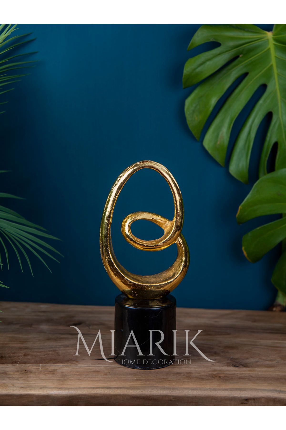 MIARIK DESIGN & DEKORASYON Dekoratif Mermer Kaideli Gold Uzun Düğüm Obje