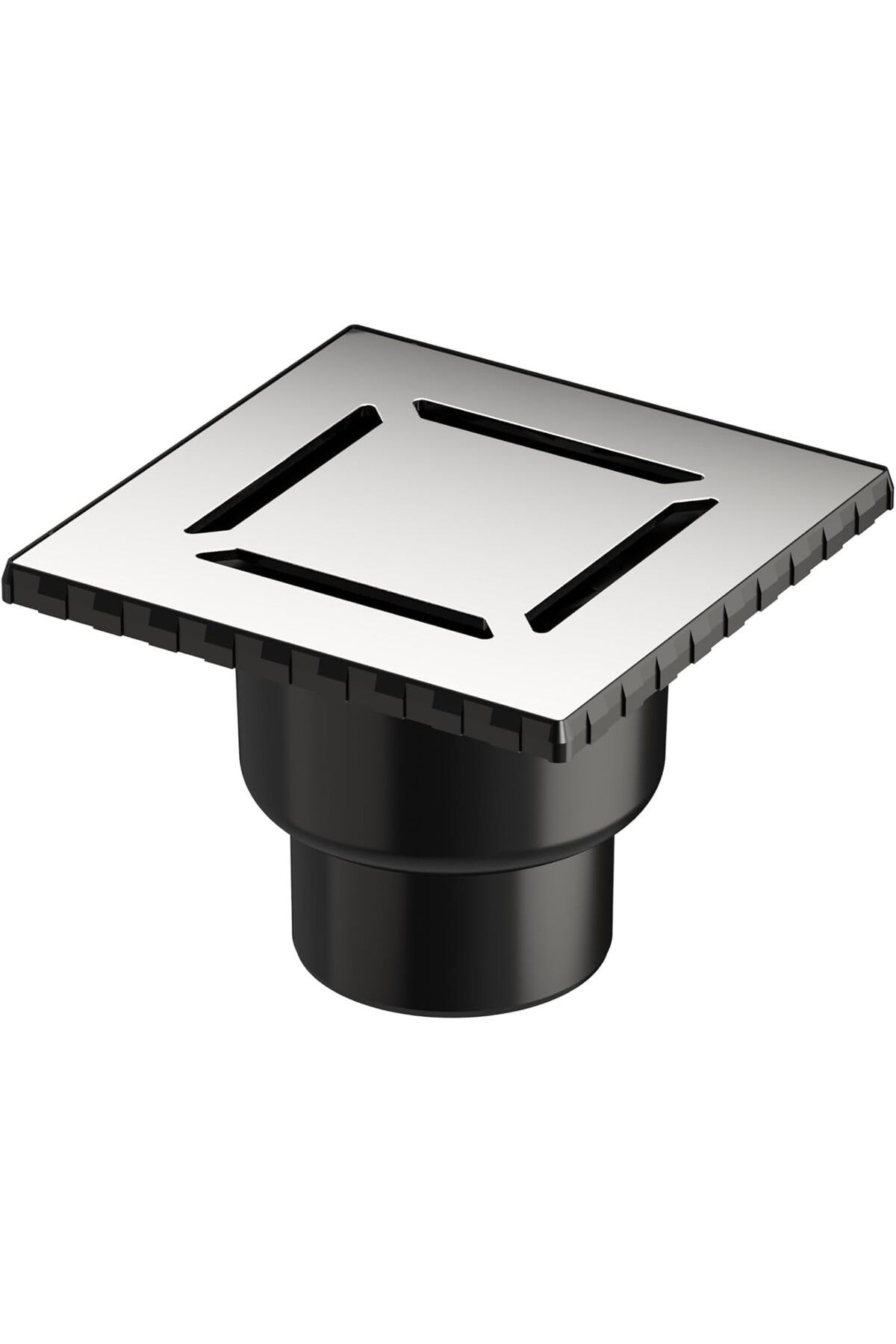 yenibagshop V-Flow Kare 5608280 Duş Kanalı, Alttan Çıkışlı, 15x15 cm, DK 100 Kapak, Parlak Krom