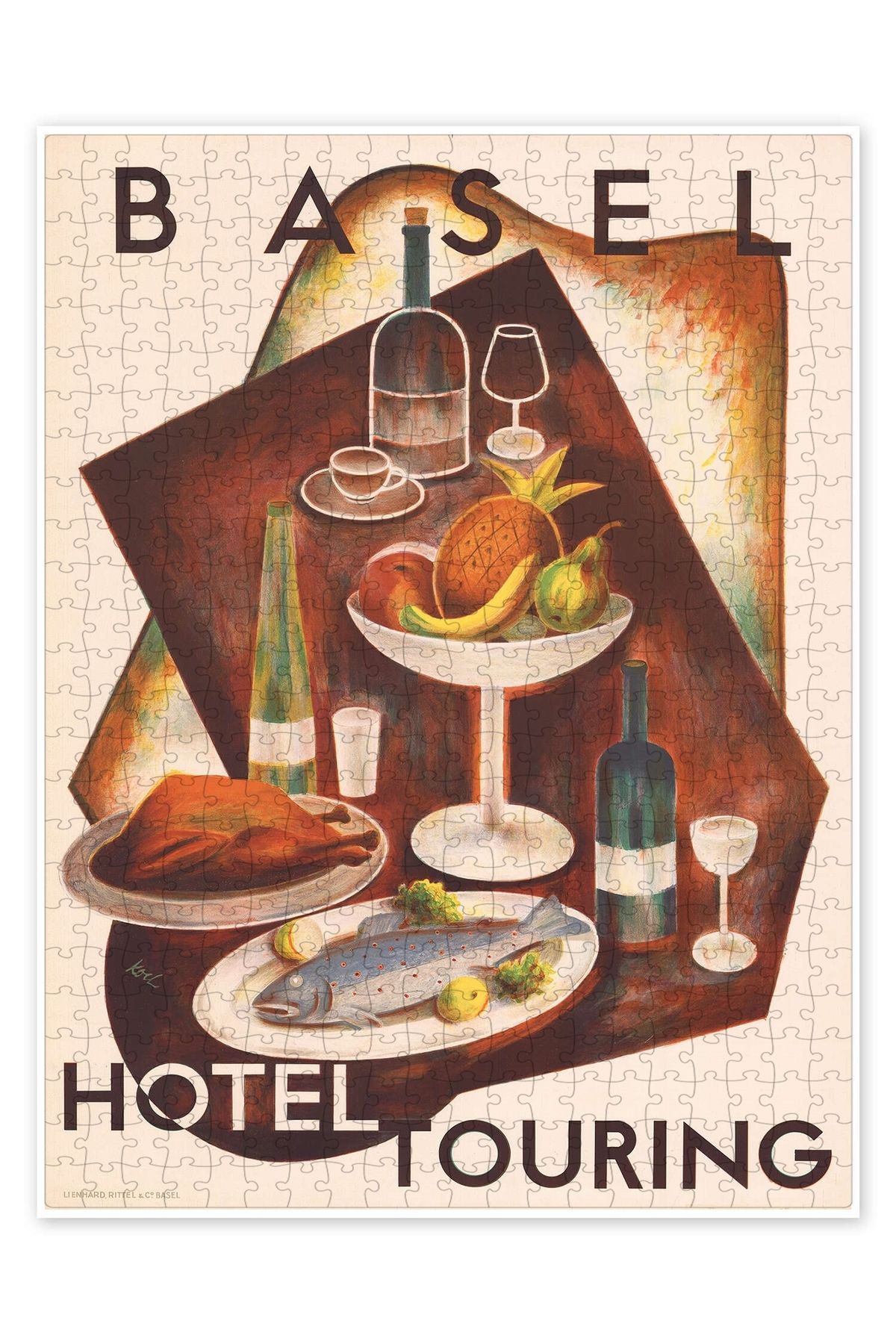 Jeronkarji Basel Otel Turu - Vintage Reklam 500 Parça Puzzle Yapboz Mutfak Temalı Yetişkinler için