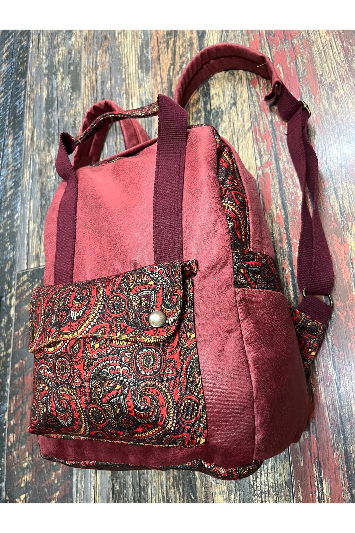 street&bagdnz Etnik Otantik Su Geçirmez Laptop Bölmeli Taşıma Kollu Sırt Çantası fotoğrafı 3 (önizleme)