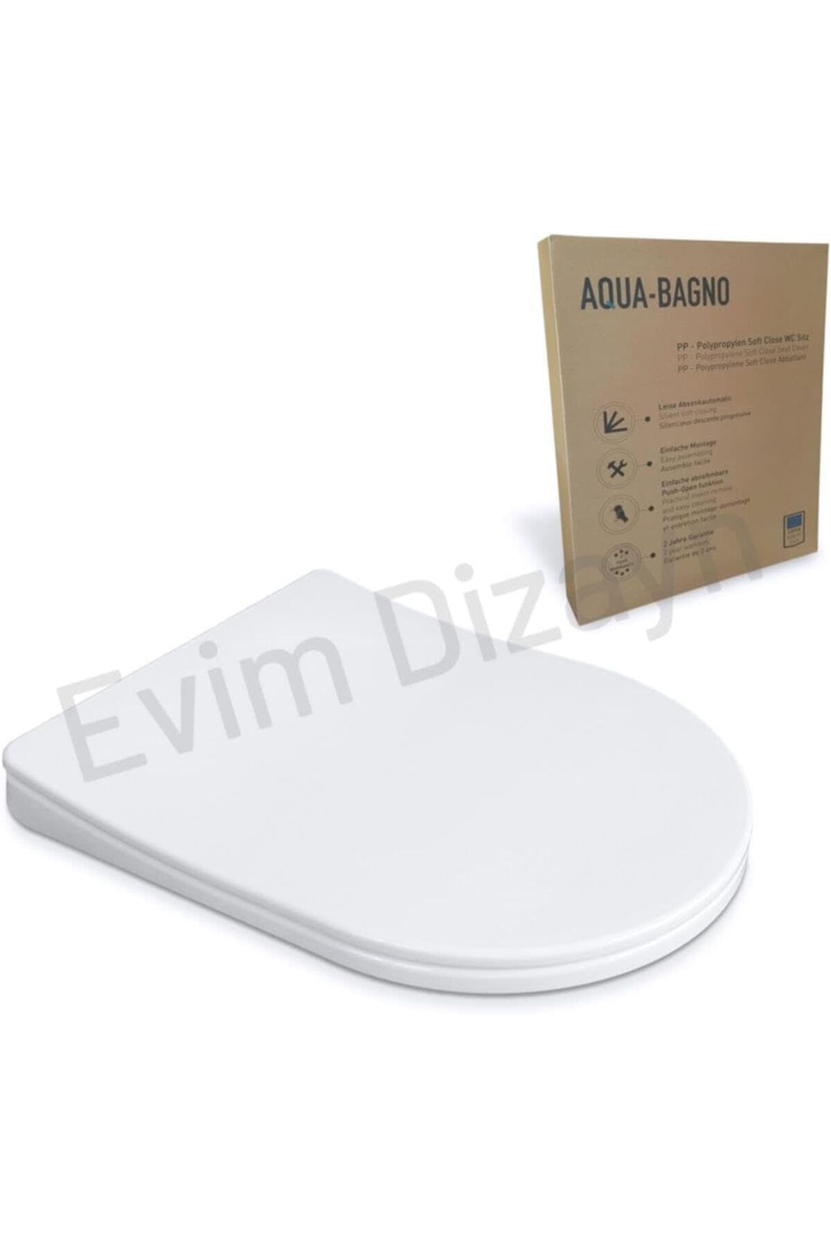 STOREMAX sellbuystore Bagno, Diamond Klozet Kapağı, Beyaz, Yavaş Kapanan, PP 1053513