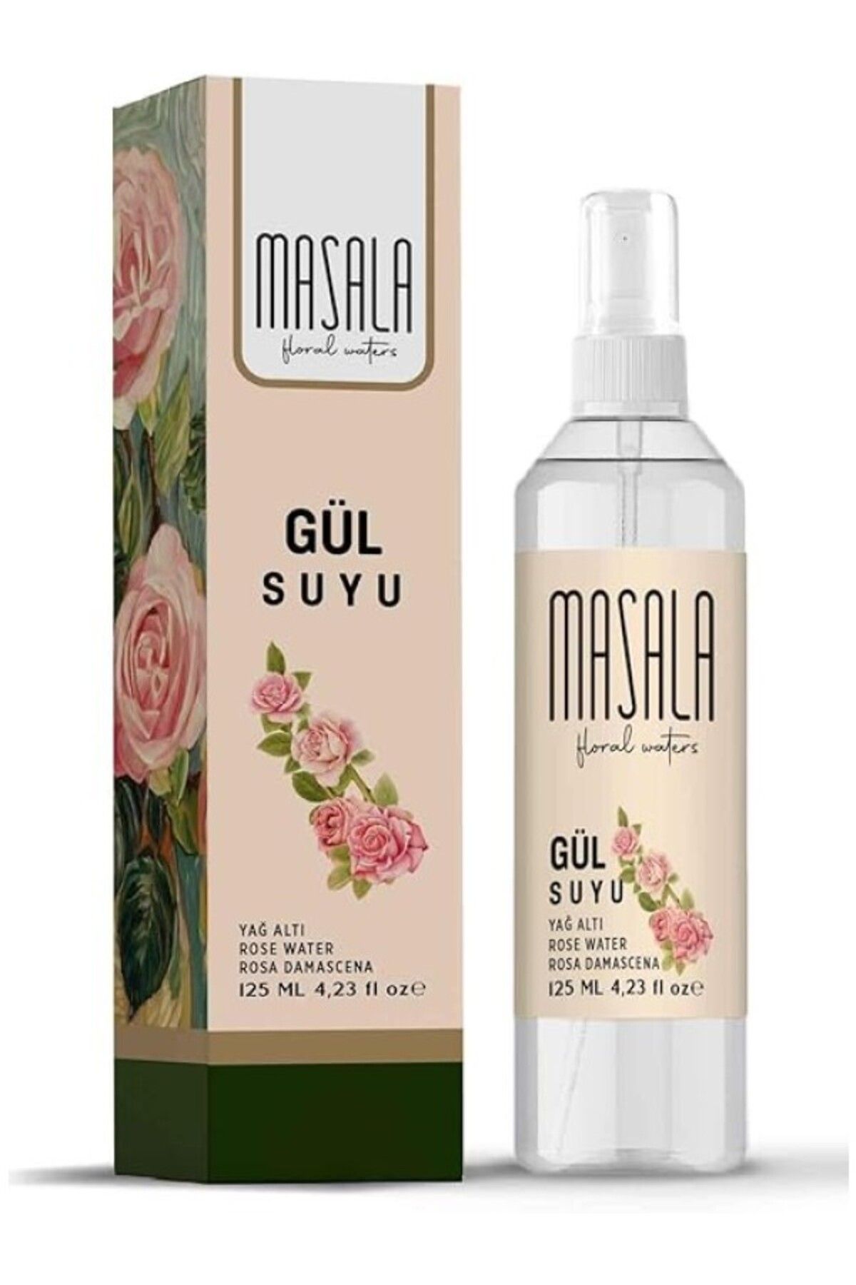 ShopZum Masala Saf Gül Suyu 125 Ml%100 Doğal Yağlı Hidrosol - Tonik Rose Floral Water Hydrosol Tonic