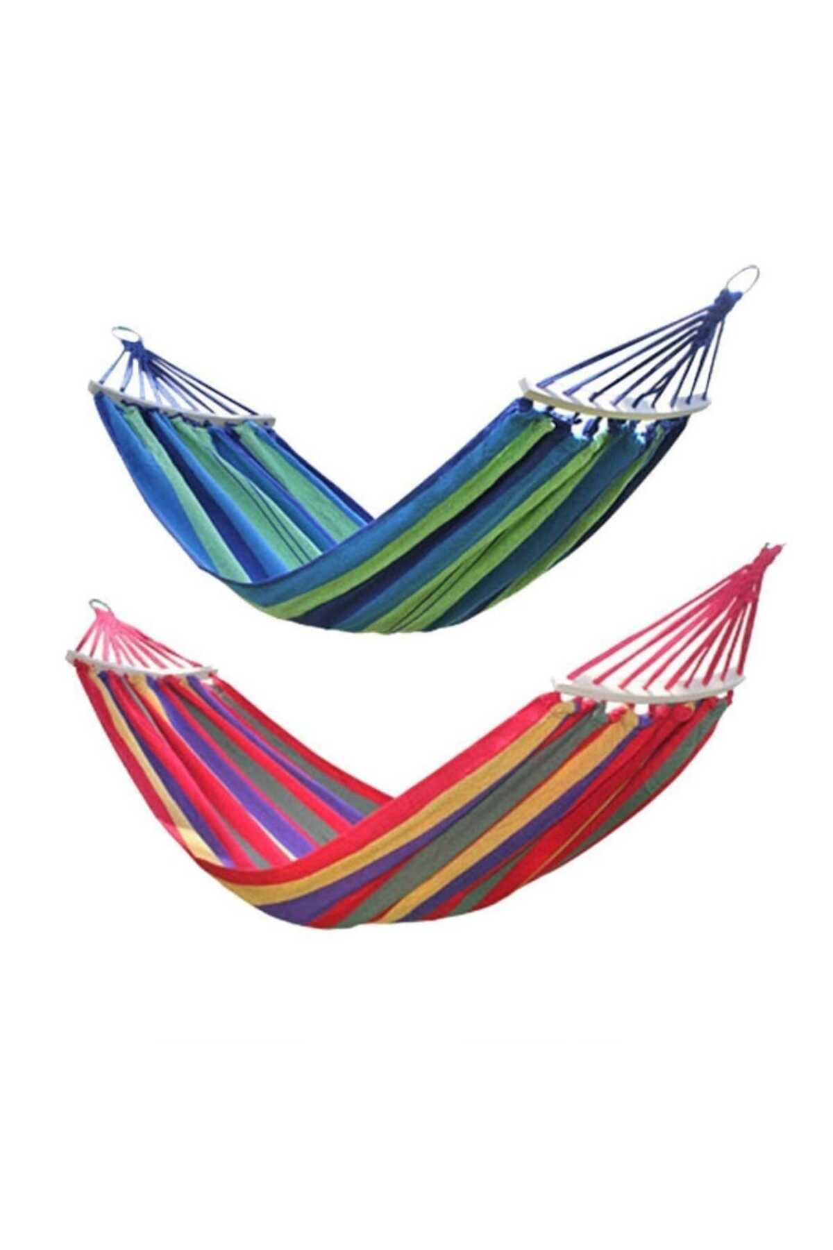 OEM Hamac Dublu Din Bumbac Cu Bara De Lemn 1+1 - One Size