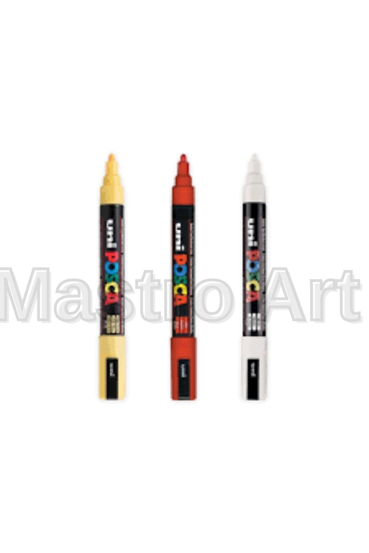 Mastro Art Posca Marker Akrilik Kalem -pc-5m (1.8-2.5MM) 3'lü Set , Sarı,kırmızı,beyaz