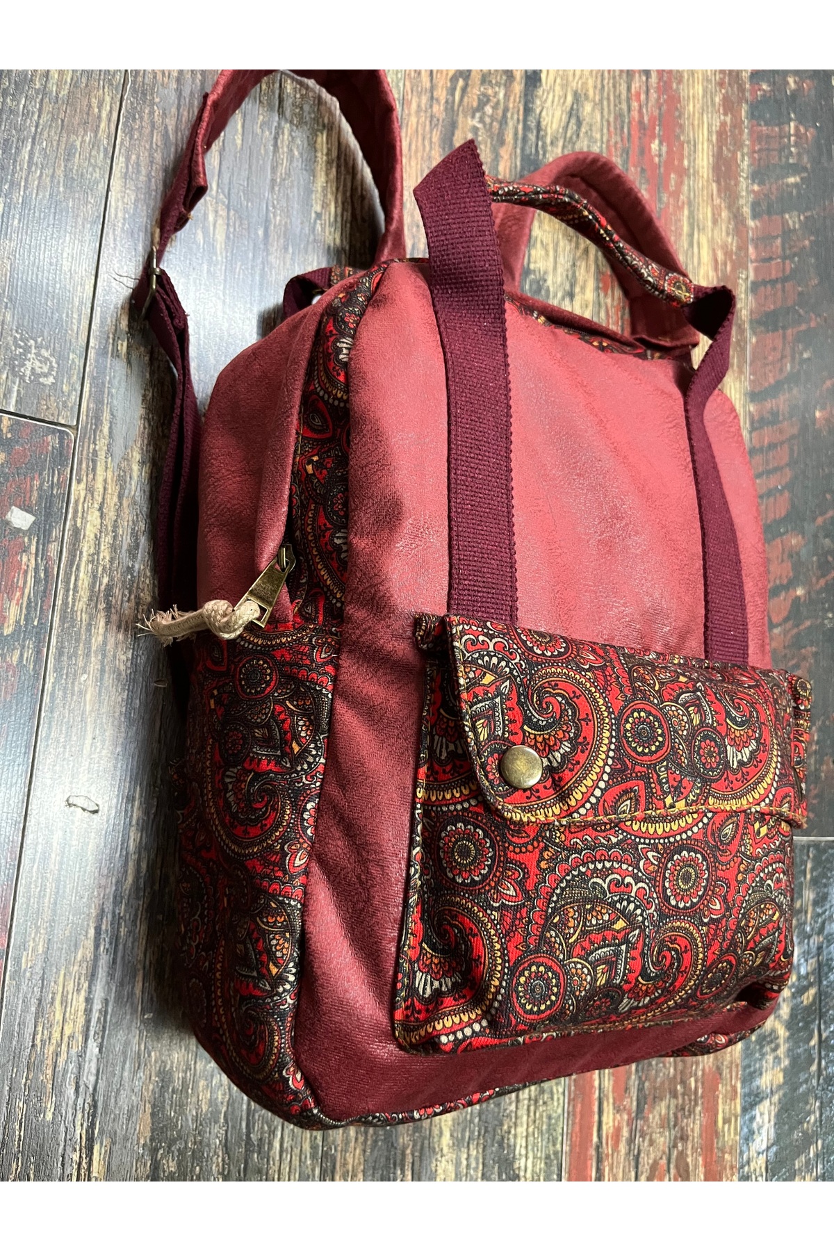 street&bagdnz Etnik Otantik Su Geçirmez Laptop Bölmeli Taşıma Kollu Sırt Çantası fotoğrafı 2 (önizleme)