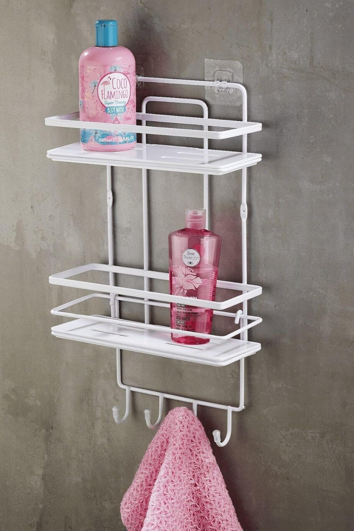 STOREMAX mrttnca Ömür Boyu Paslanmaz Kristal Ayarlanabilir Raf Banyo Düzenleyici Şampuanlık Beyaz Lş-02