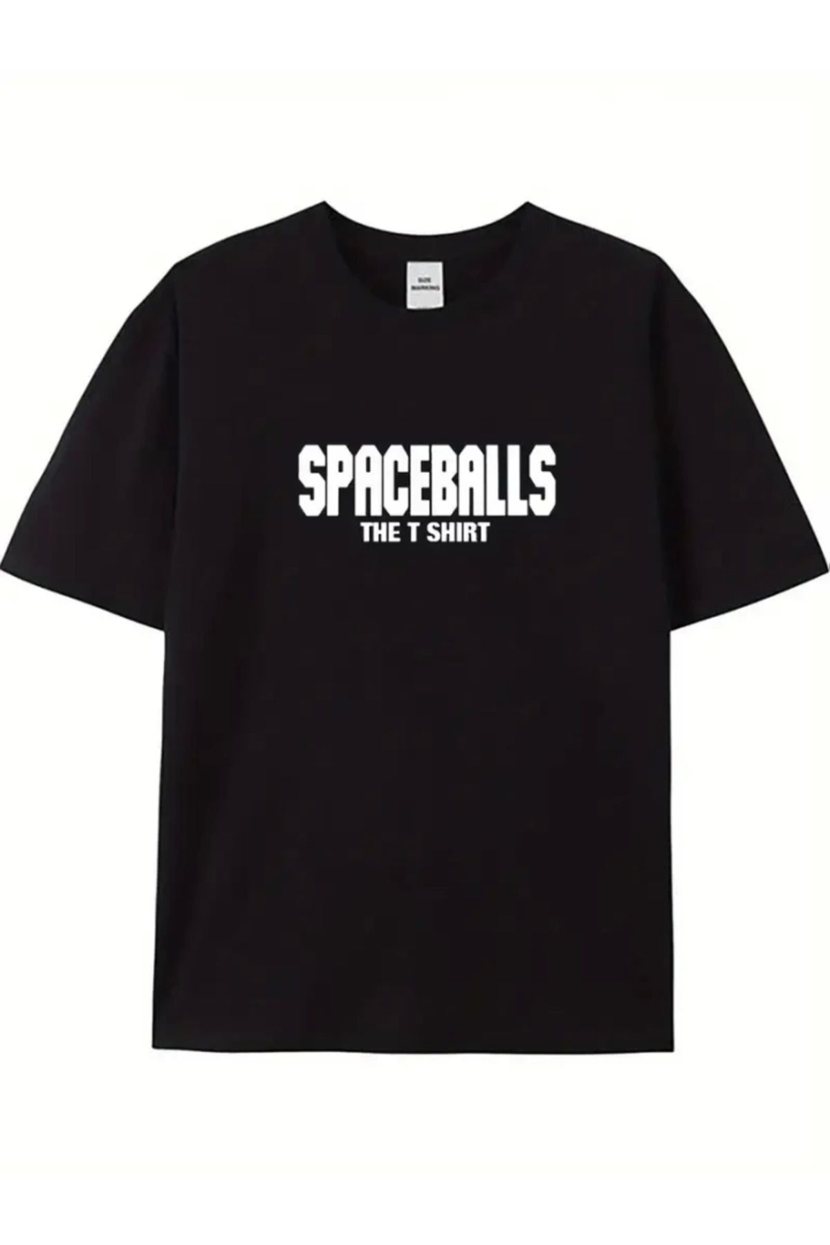 DEAG Baskılı Oversize Bisiklet Yaka T-shirt - Siyah