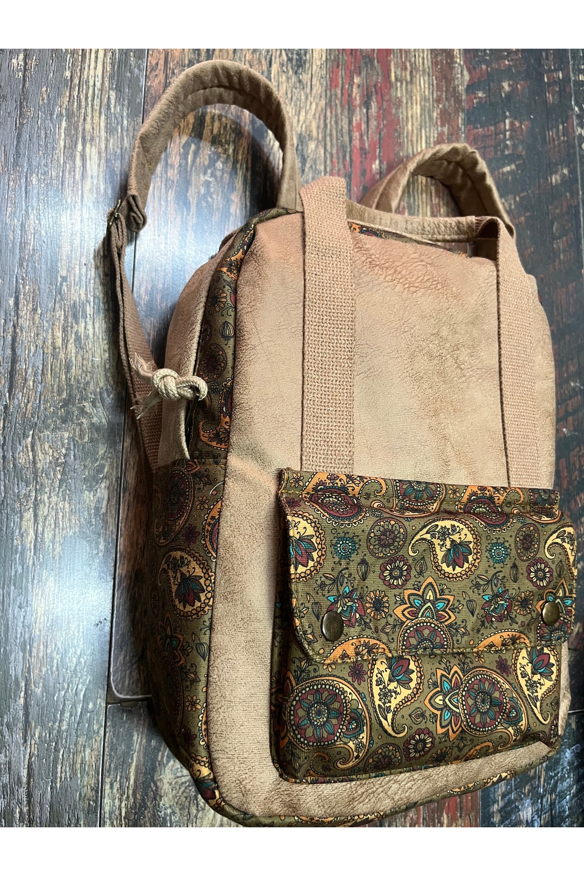 street&bagdnz Etnik Otantik Su Geçirmez Laptop Bölmeli Taşıma Kollu Sırt Çantası fotoğrafı 2 (önizleme)