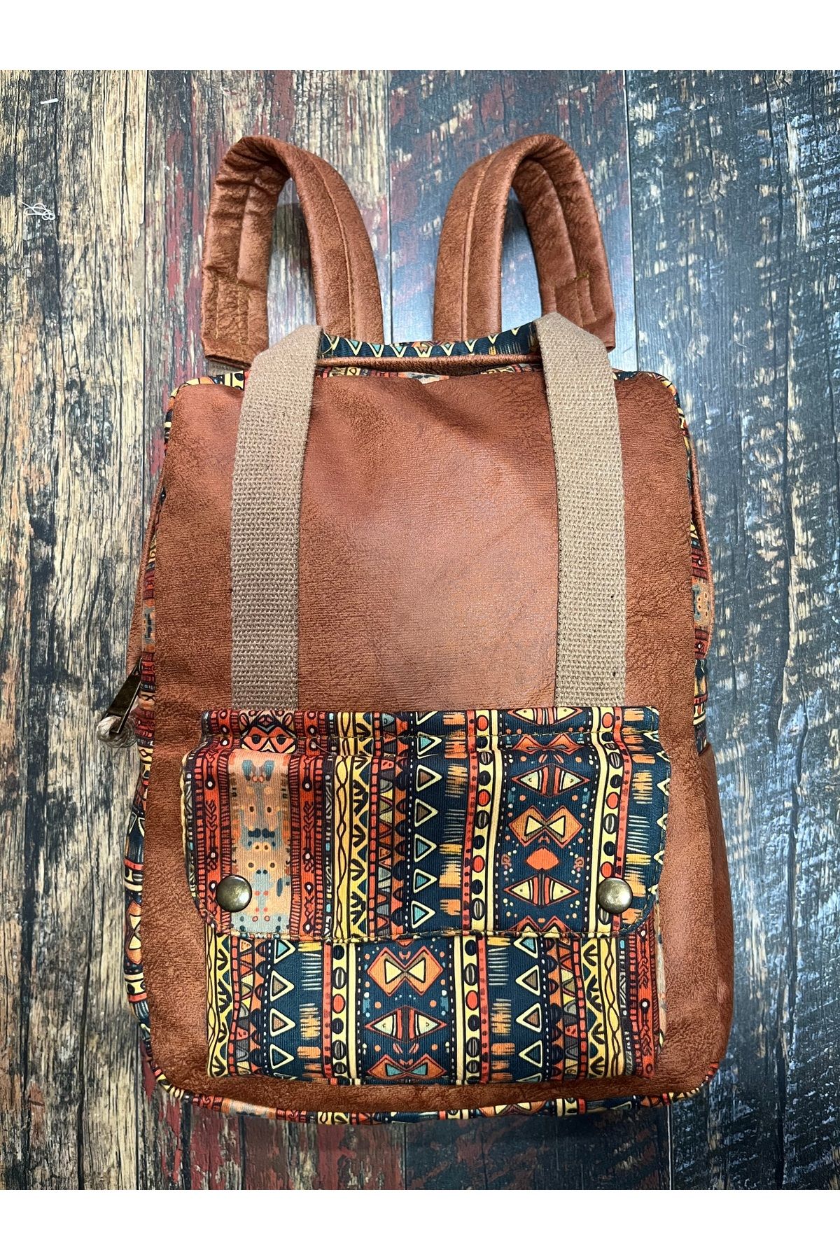 Street Bag Etnik Otantik Su Geçirmez Laptop Bölmeli Taşıma Kollu Sırt Çantası