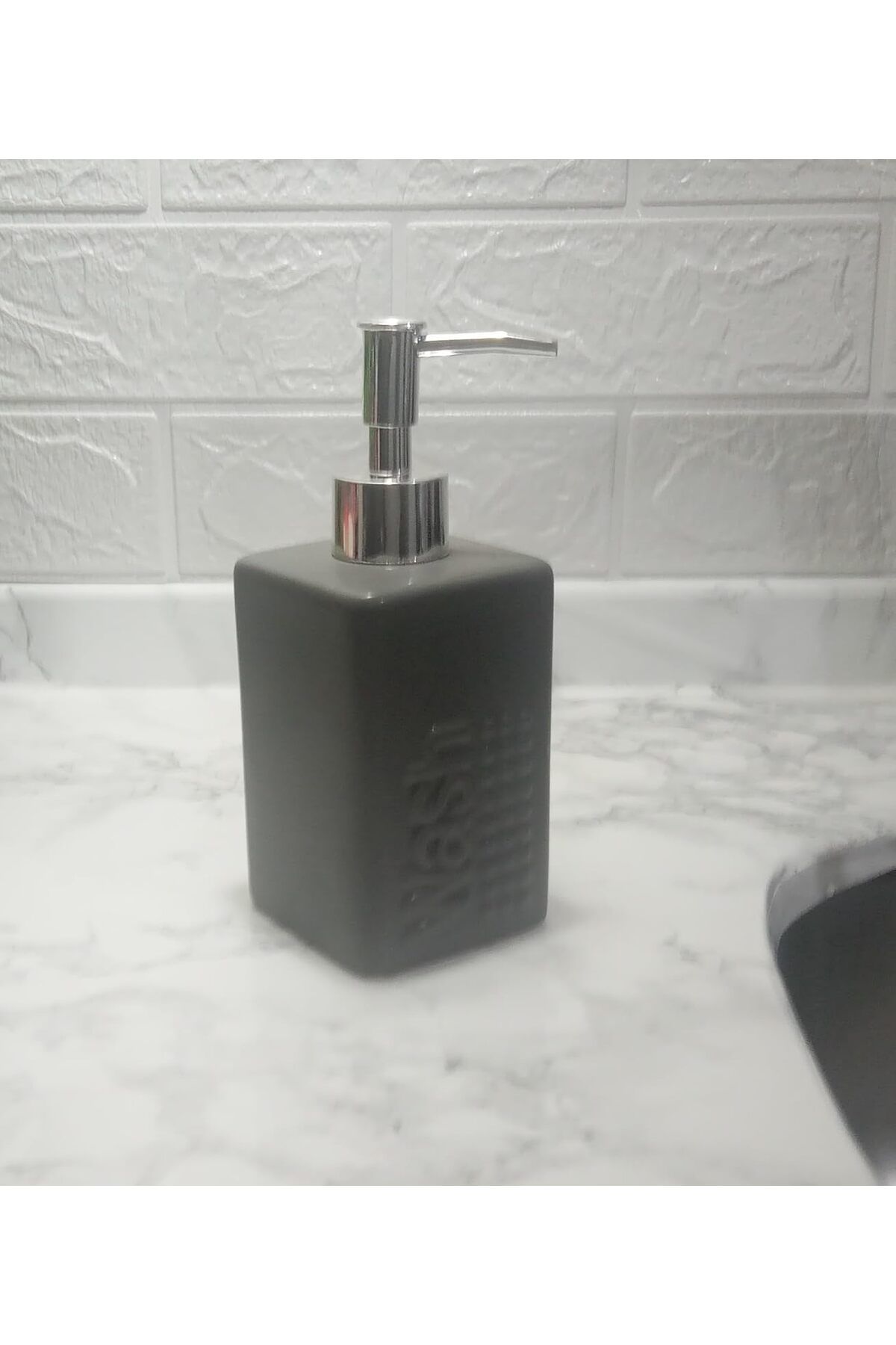 STOREMAX sellbuystore SIVI SABUNLUK KOYU BEJ MODERN 7X7X17CM 300ML BANYO SETİ 1053513