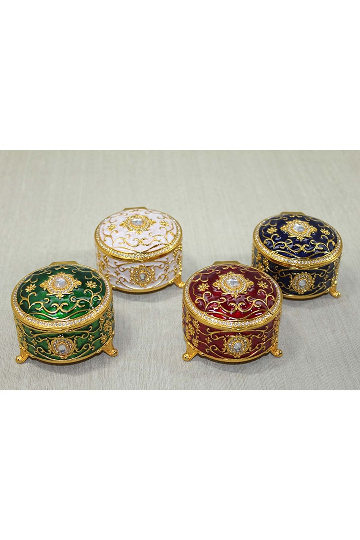 Store Sıvaroskı Taşlı Yuvarlak Kutu 7,5*7,5 Cm