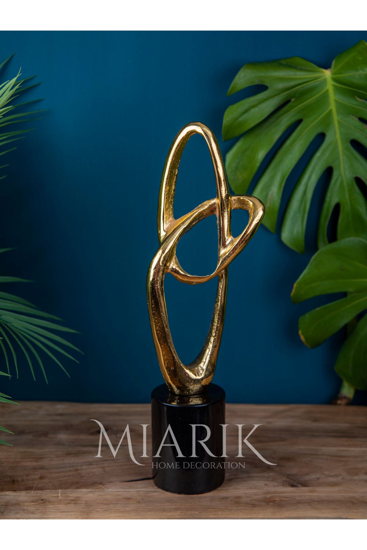 MIARIK DESIGN & DEKORASYON Dekoratif Mermer Kaideli Gold Uzun Düğüm Obje