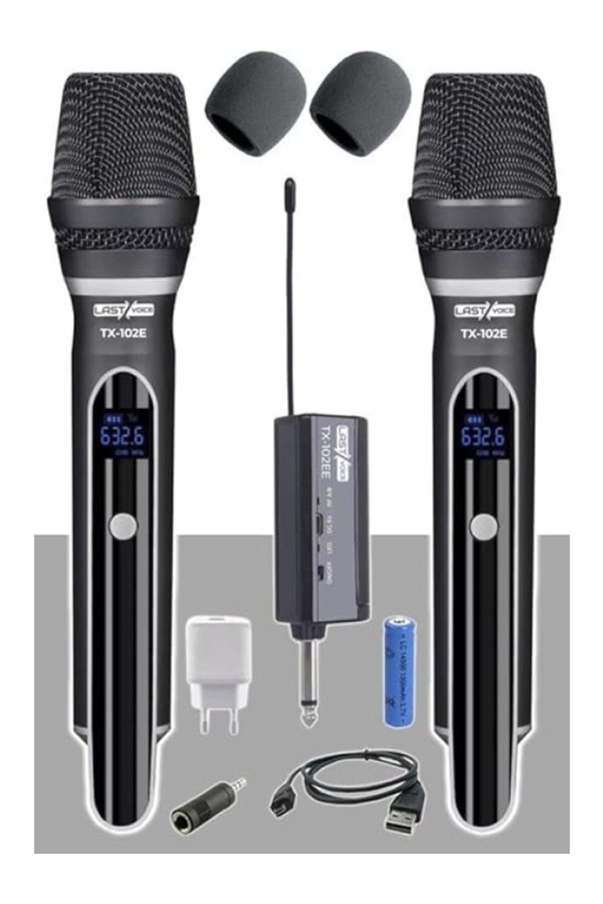 ShopZum Lastvoice Tx-102Ee Şarjlı Çiftli El Tipi Telsiz Kablosuz Mikrofon Seti