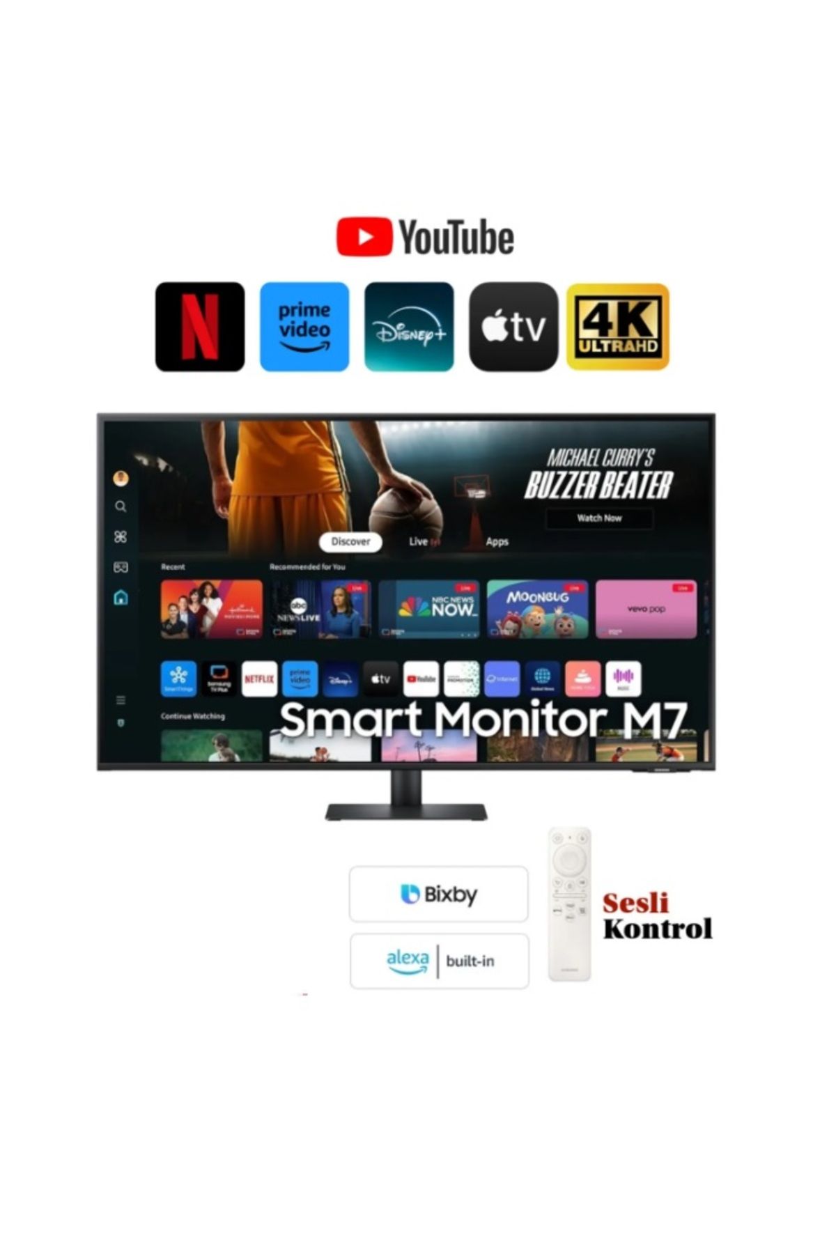 Samsung Akıllı Tv-monitör 109 Ekran 43" Wi-fi Apple Android Kablosuz Görüntü Aktarım-tizen Os Akıcı Arayüz