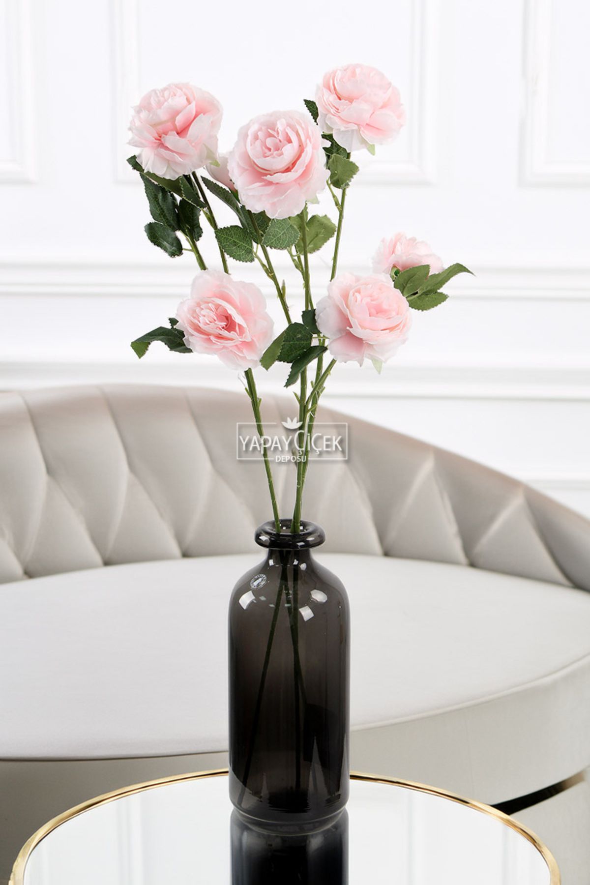 Yapay Çiçek Deposu Yapay Çiçek Pastel 3lü Çöl Gülü 60 cm Pembe
