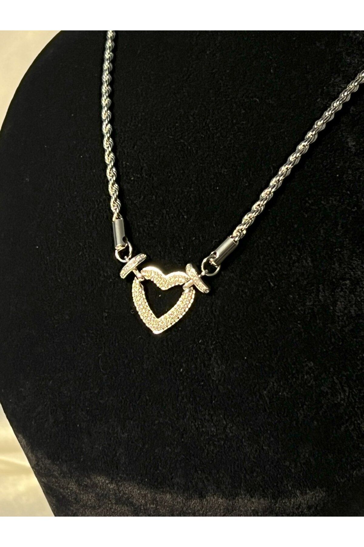 CEY ACCESSORY TAŞLI KALP KOLYE
