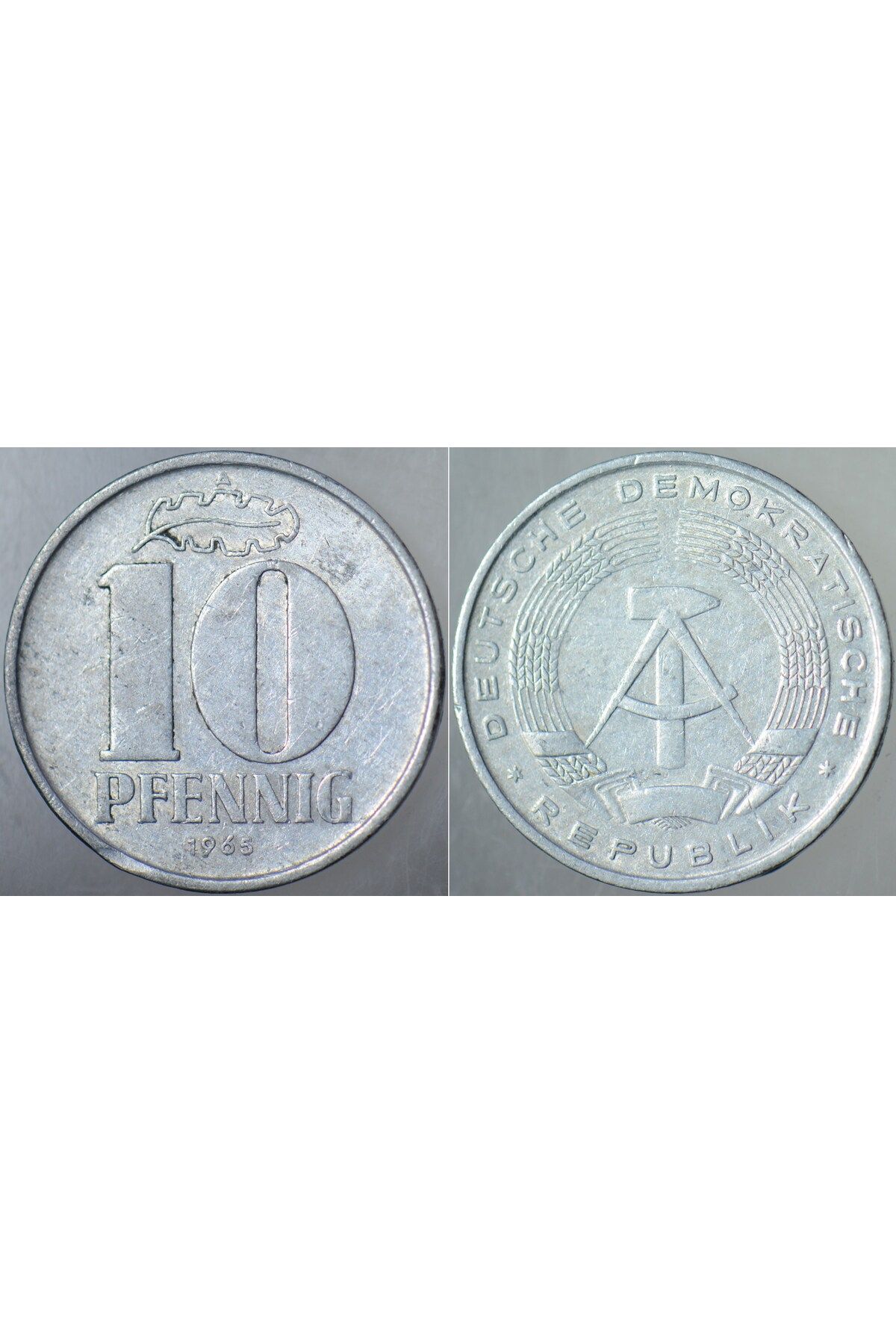 Banknoting DOĞU ALMANYA 10 PFENNIG 1965 A HARFİ= BERLİN DARBI - DDR.