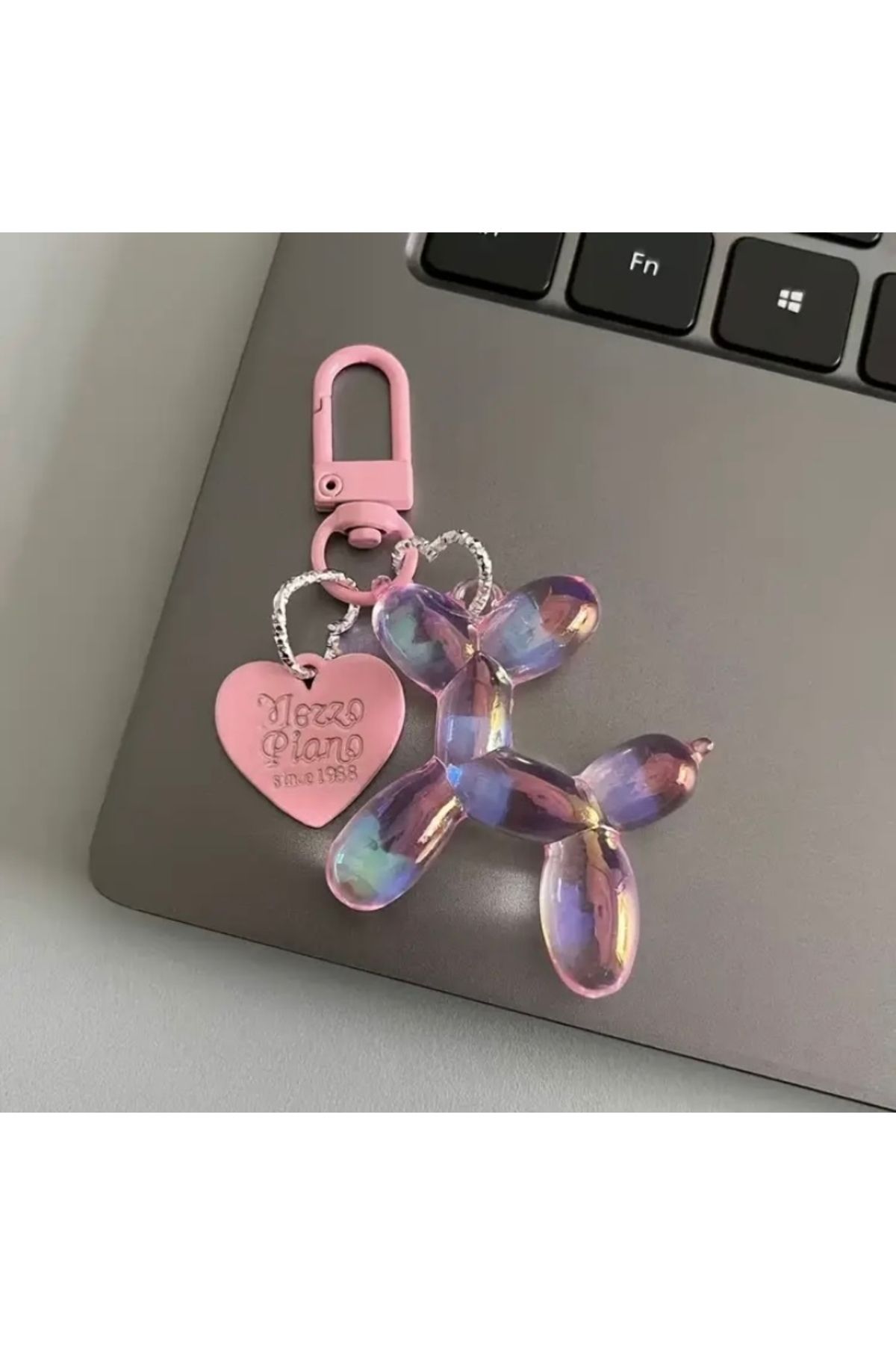 Accessories Vanilla Avenue Pembe Parlak Balon Köpek Kalp Detaylı Zarif Kadın Anahtarlık Aksesuar