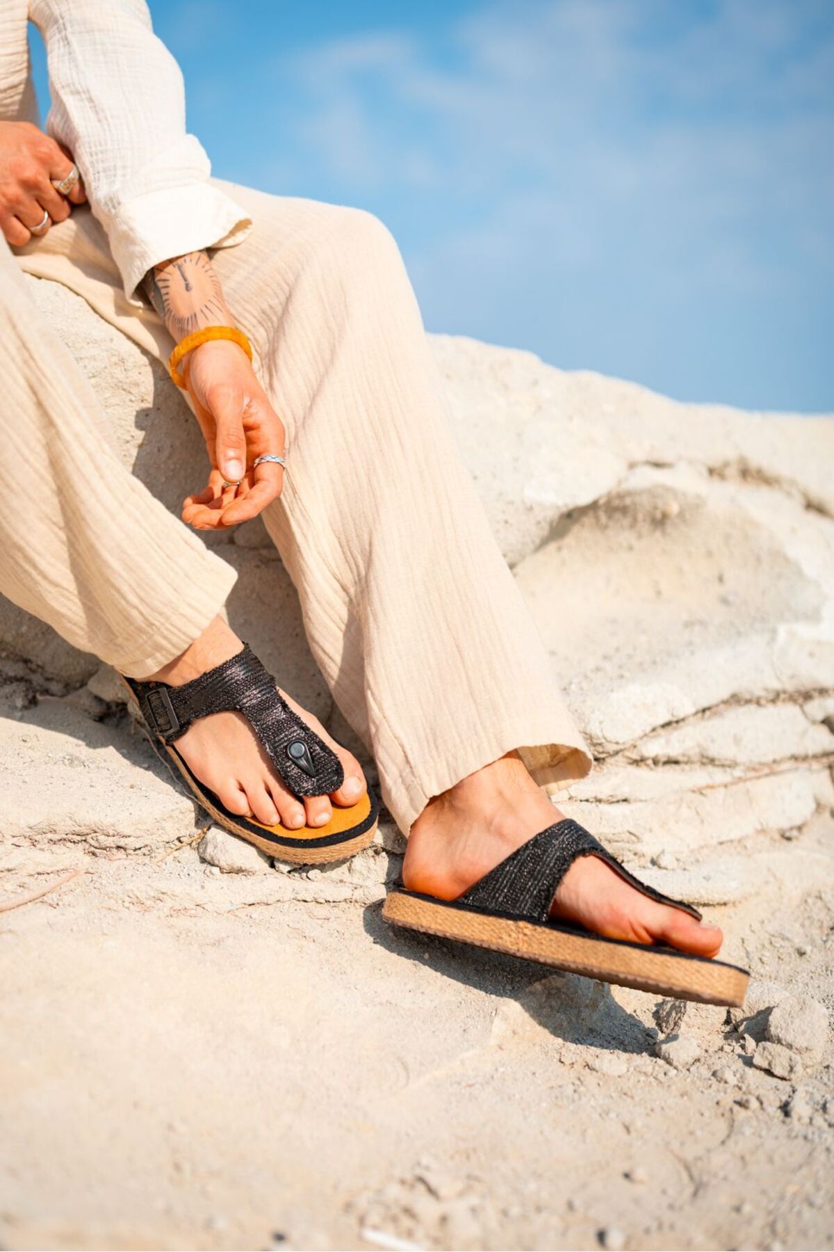 by selvi Lukka Shoes Erkek Parmak arası hasır terlik