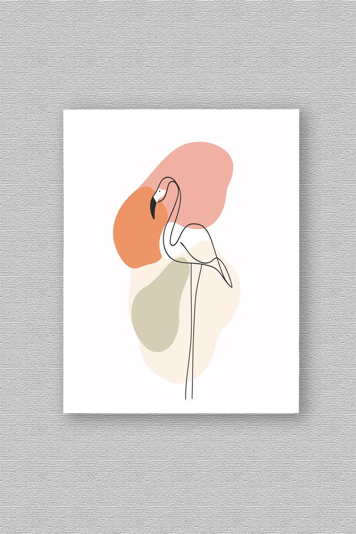 WoodyArts Soyut Flamingo - Beyaz Çerçeve