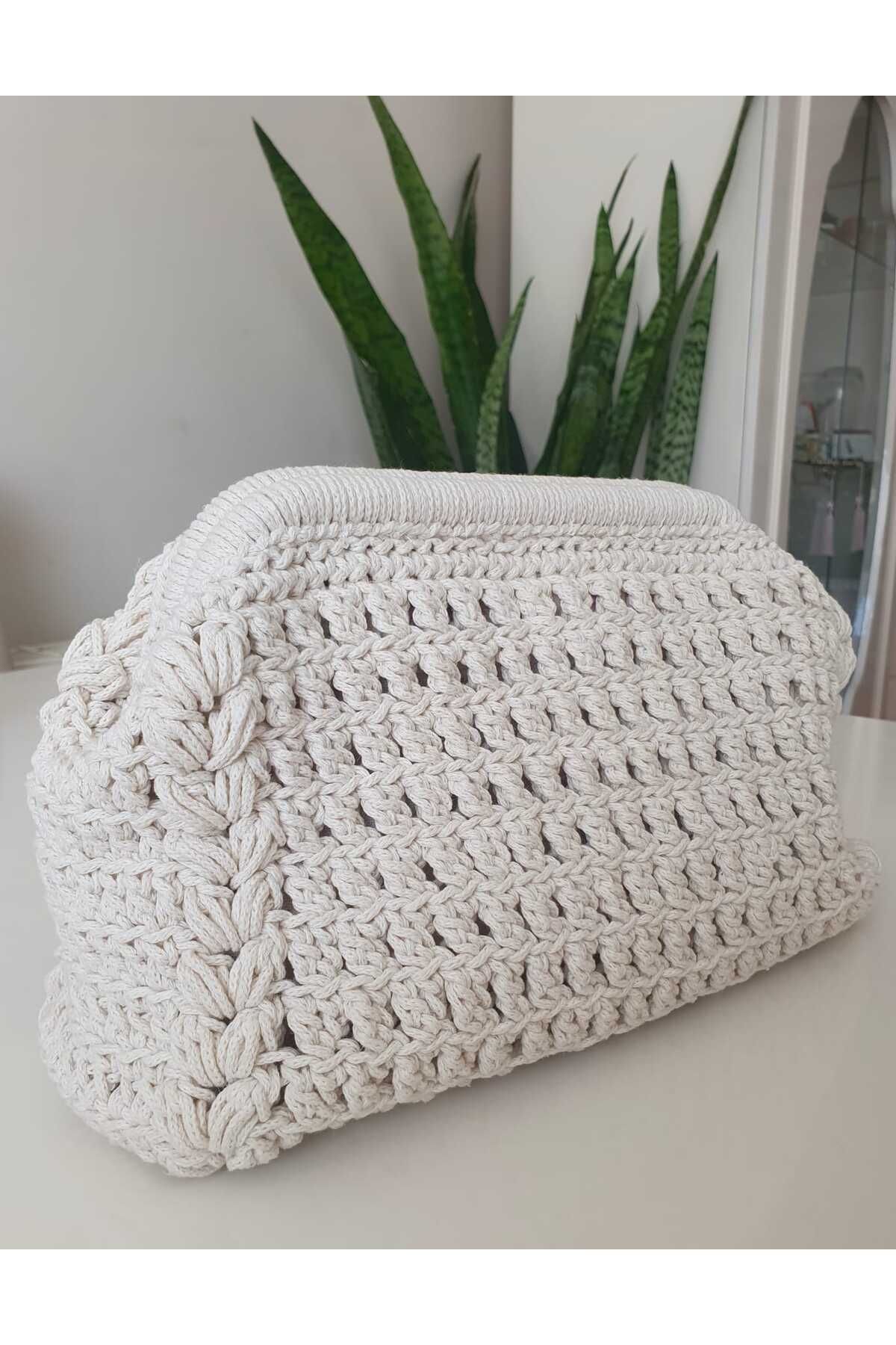 NEXT LİFE STORE El Örgüsü Renkli Motifli 22 Cm Burslu Çanta