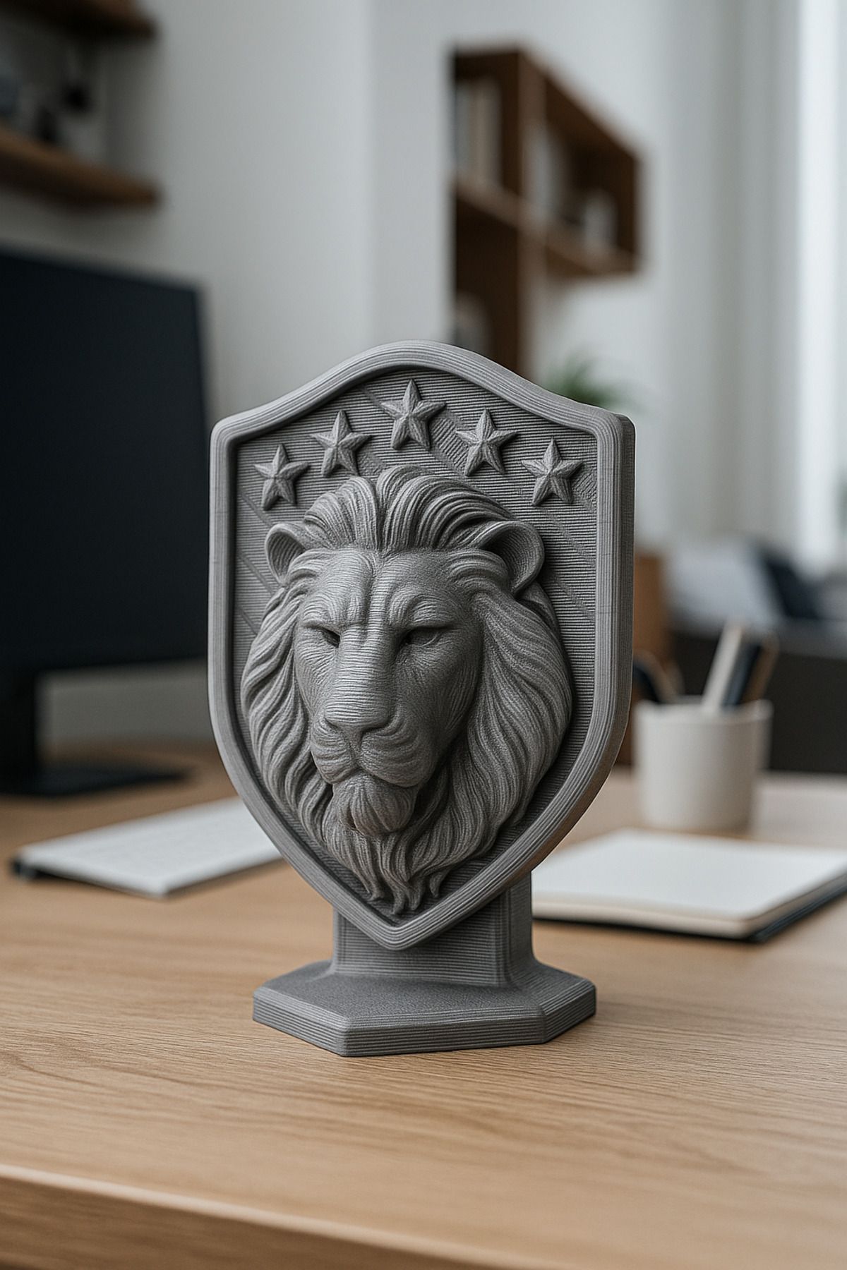 Rekatech 5 Yıldızlı Aslan Figürlü Dekoratif Masa Ürünü – 3D Baskı