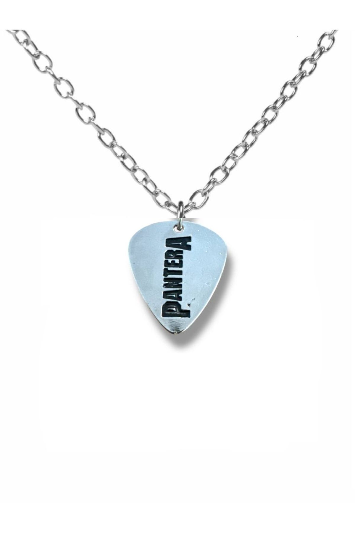 Herşey Nota Pantera Heavy Metal Grubu Pena Şeklinde Çift Taraflı Rock İşaretli Unisex Metal Kolye