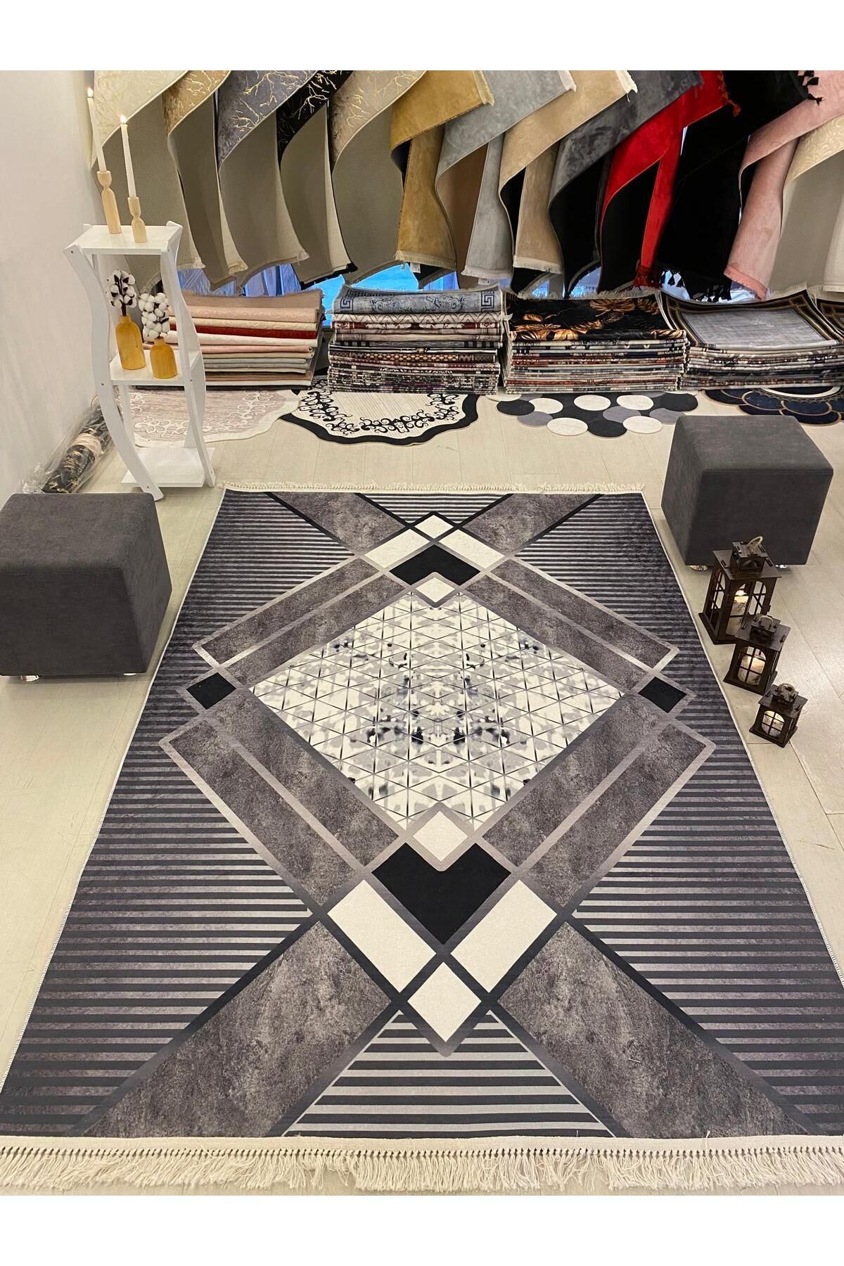 Home Dijital Baskılı Halı Modern Desen Kaymaz Taban Makinede Yıkanabilir Salon Mutfak Halısı