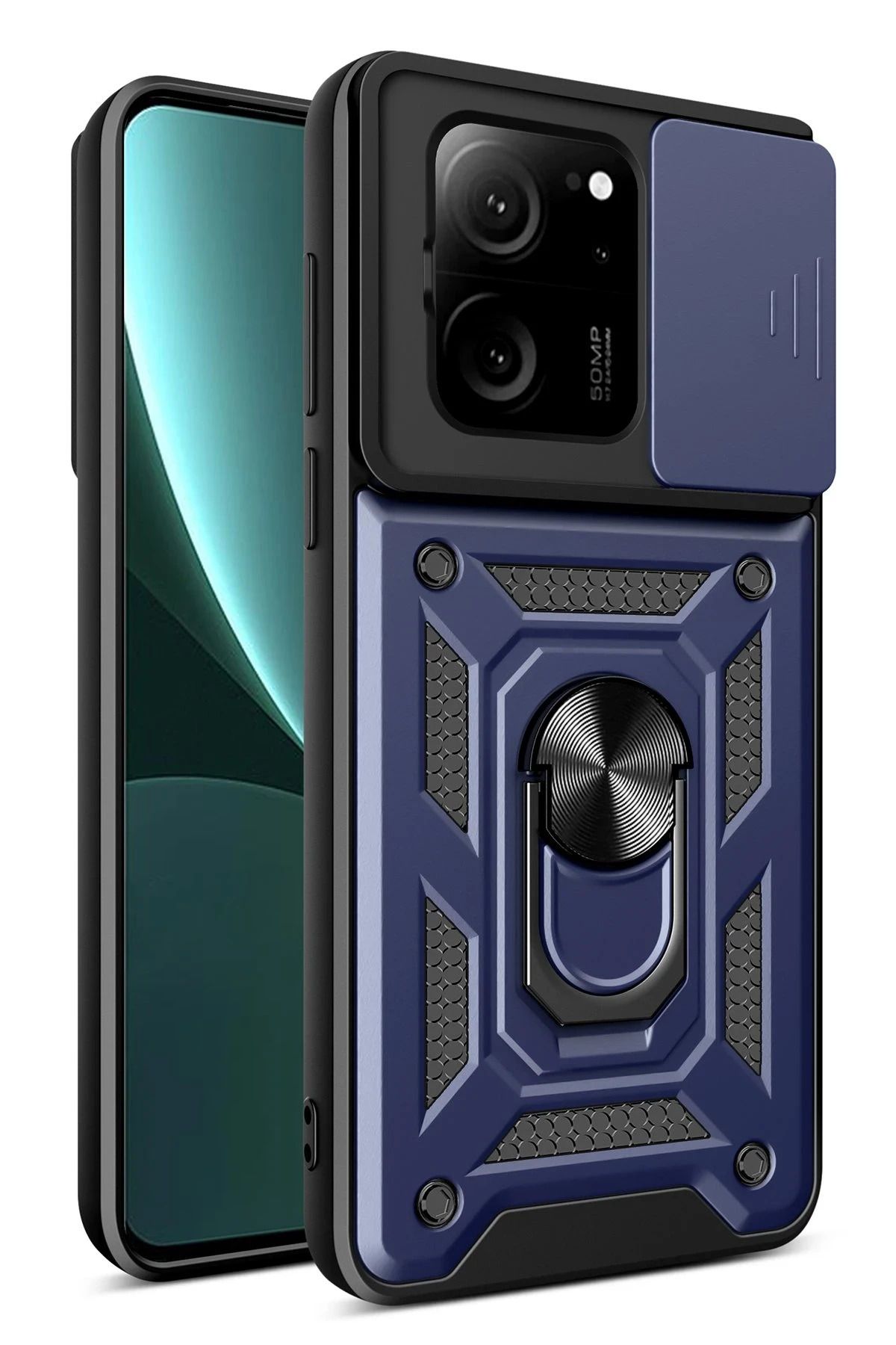 CepteToptan Xiaomi Mi 13T Pro Kılıf Pars Lens Yüzüklü Silikon - Lacivert