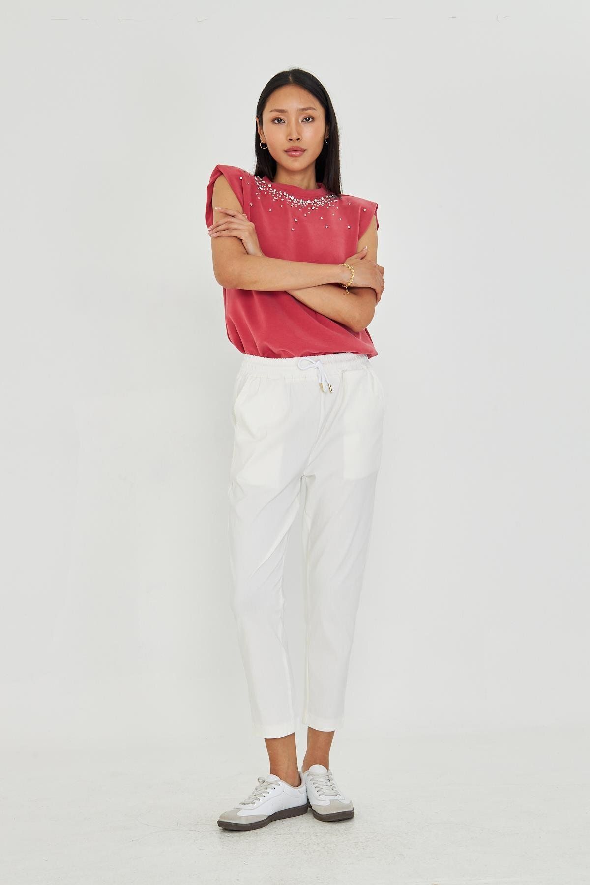 TIFFANY&TOMATO Beli Lastikli Cepli Pantolon