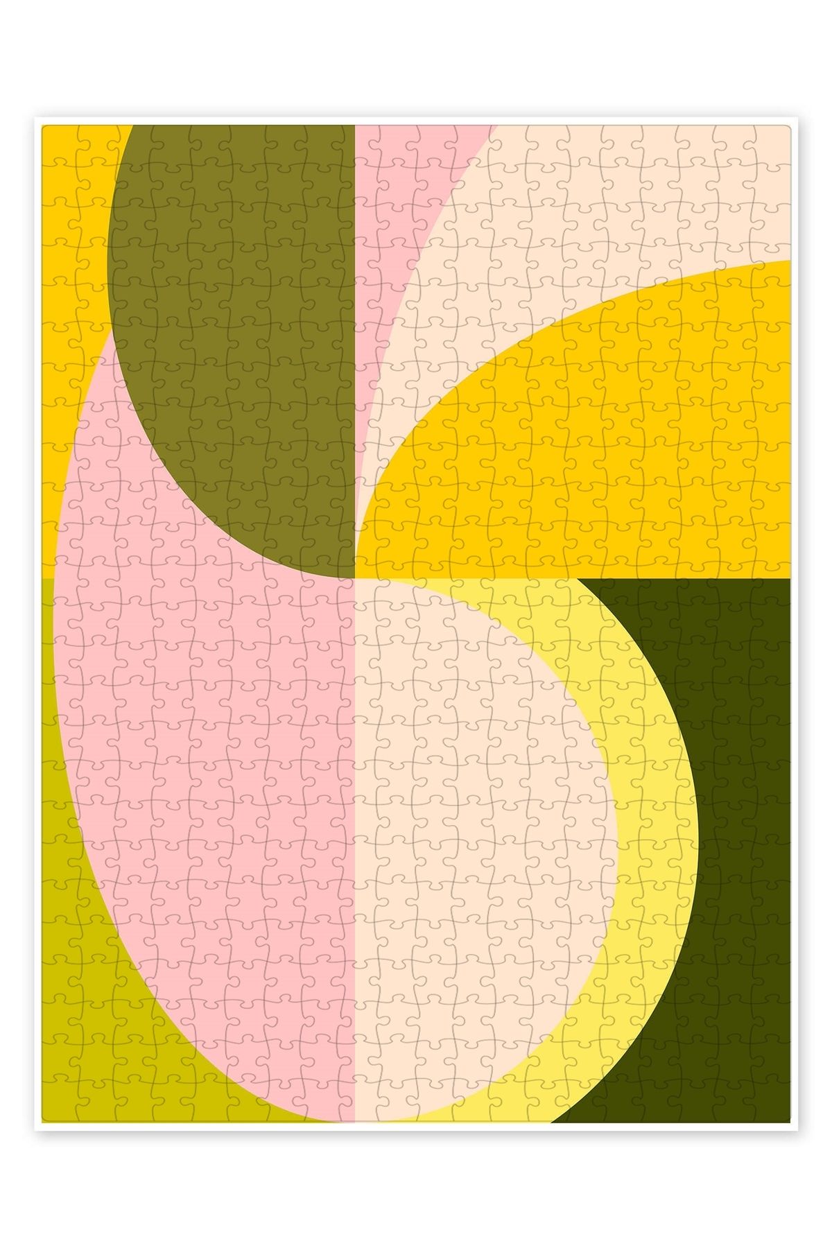 Jeronkarji Pembe ve Yeşil Soyut Şekiller 500 Parça Puzzle Yapboz Bohem Soyut Sanat Temalı