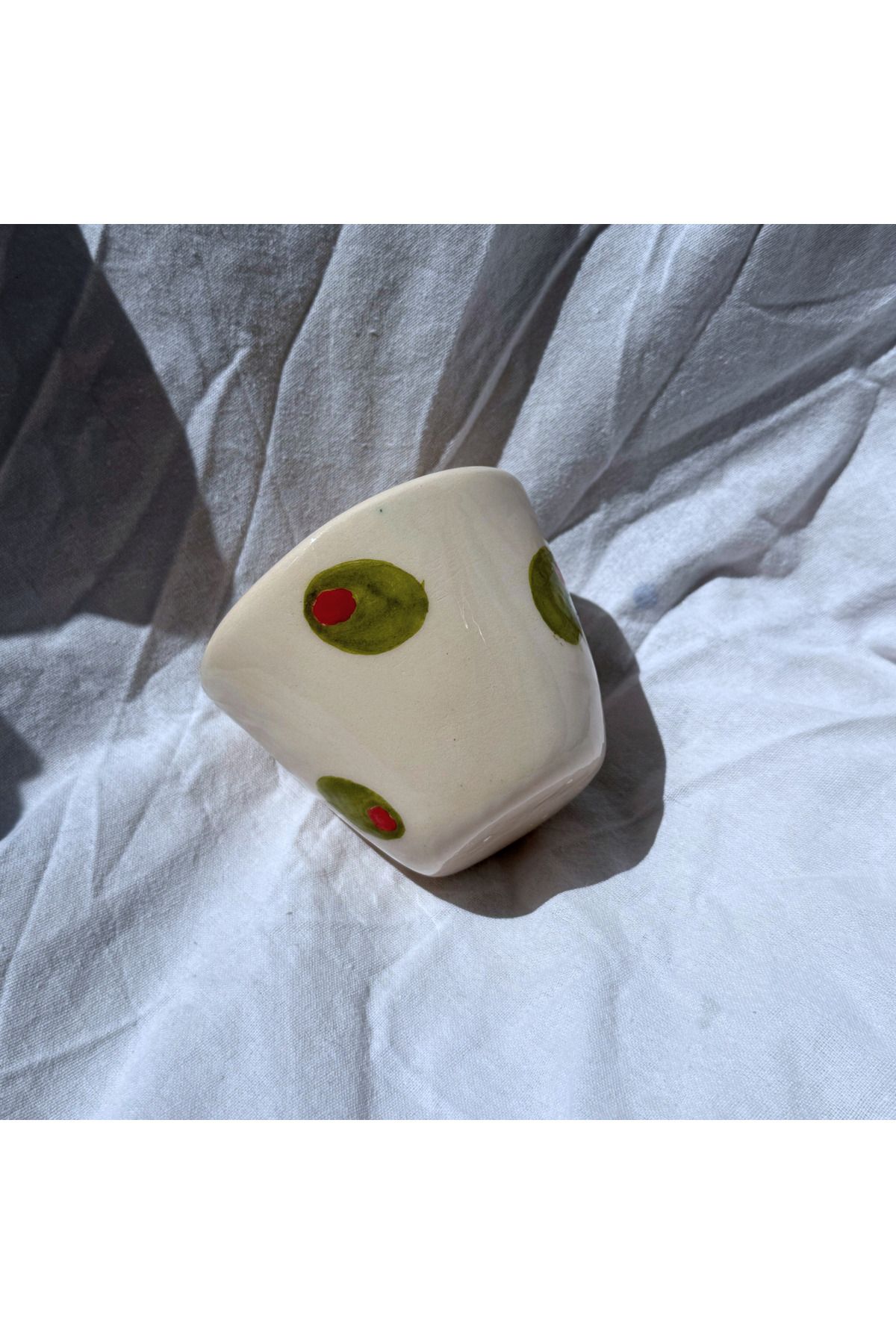 archeceramic Arche Ceramic El Yapmı Seramik Kupa - Yeşil Zeytin - 220 ml - Tekli