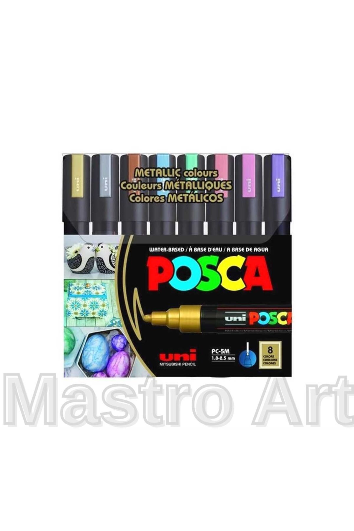 Mastro Art POSCA AKRİLİK MARKER PC-5M-8C MC 1.8-2.5 METALİK RENKLER 8 Lİ