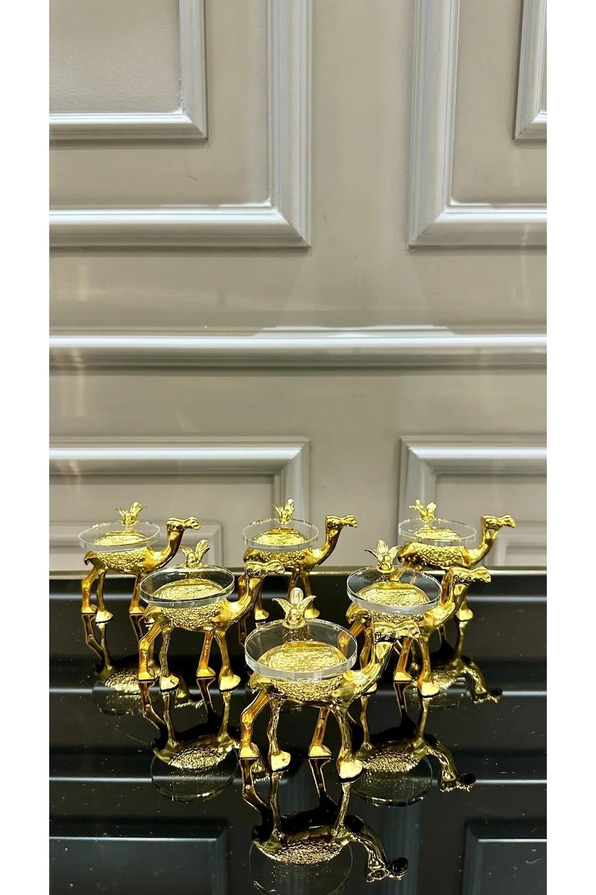 LOKMAN ZÜCCACİYE 6 ADET DEVE FİGÜRLÜ PRİNÇ DÖKÜM GOLD LOKUMLUK&SUNUMLUK