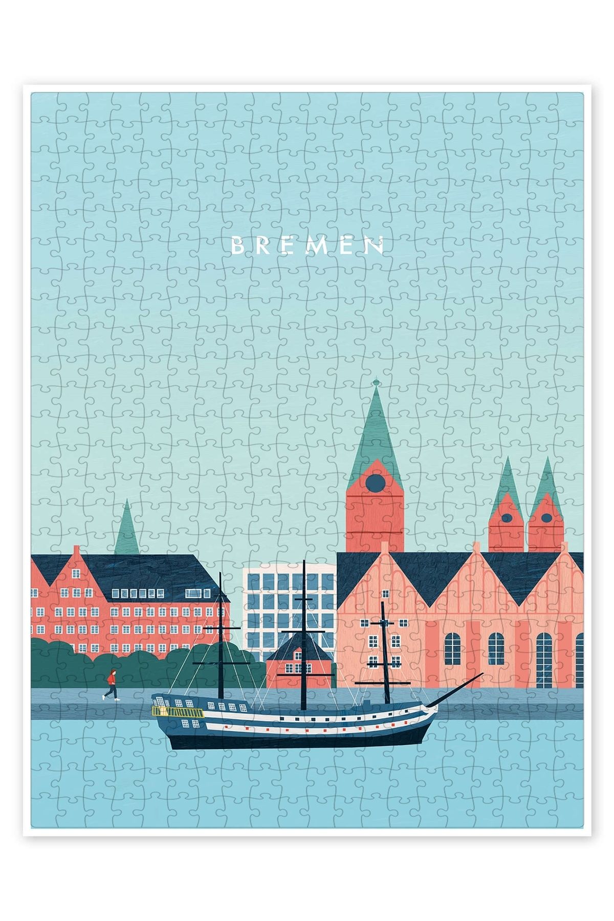 Jeronkarji Bremen 500 Parça Puzzle Yapboz Şehir Manzara Temalı Hobilik