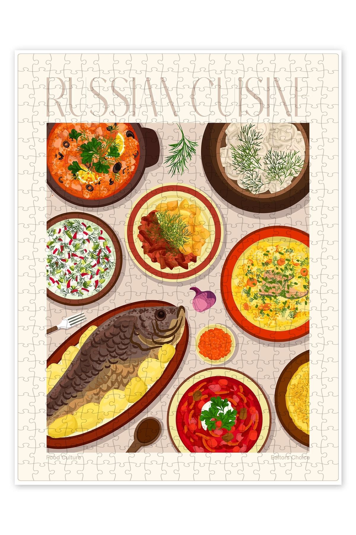 Jeronkarji Geleneksel Yemek - Rus Mutfağı 500 Parça Puzzle Yapboz Mutfak Temalı Yetişkinler için