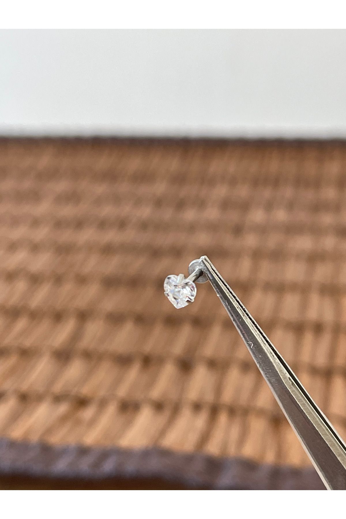 Rupen Kraft 316 L Cerrahi Çelik Kalp Model Zirkon Taşlı Dudak Helix Kıkırdak Tragus Piercingi