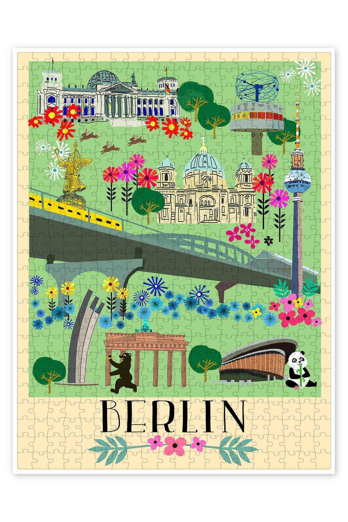 Jeronkarji Berlin haritası 500 Parça Puzzle Yapboz Şehir Manzara Temalı Hobilik