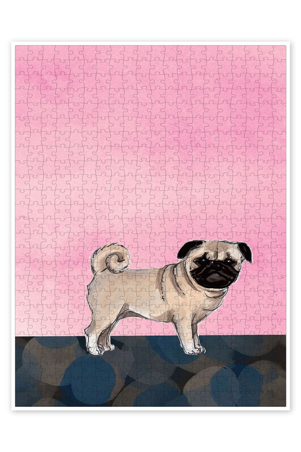 Jeronkarji Pug köpek 500 Parça Puzzle Yapboz Kedi Köpek Temalı Doğa ve Orman Hayvanları