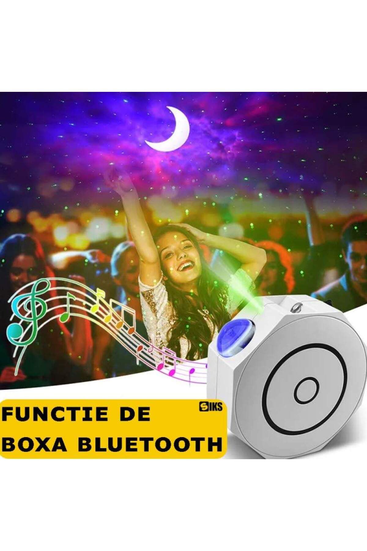 SIKS-Star and Planet Projector for Ceiling Room with Built-in Speaker SIKS, 15 x 14 x 6 cm, White 3